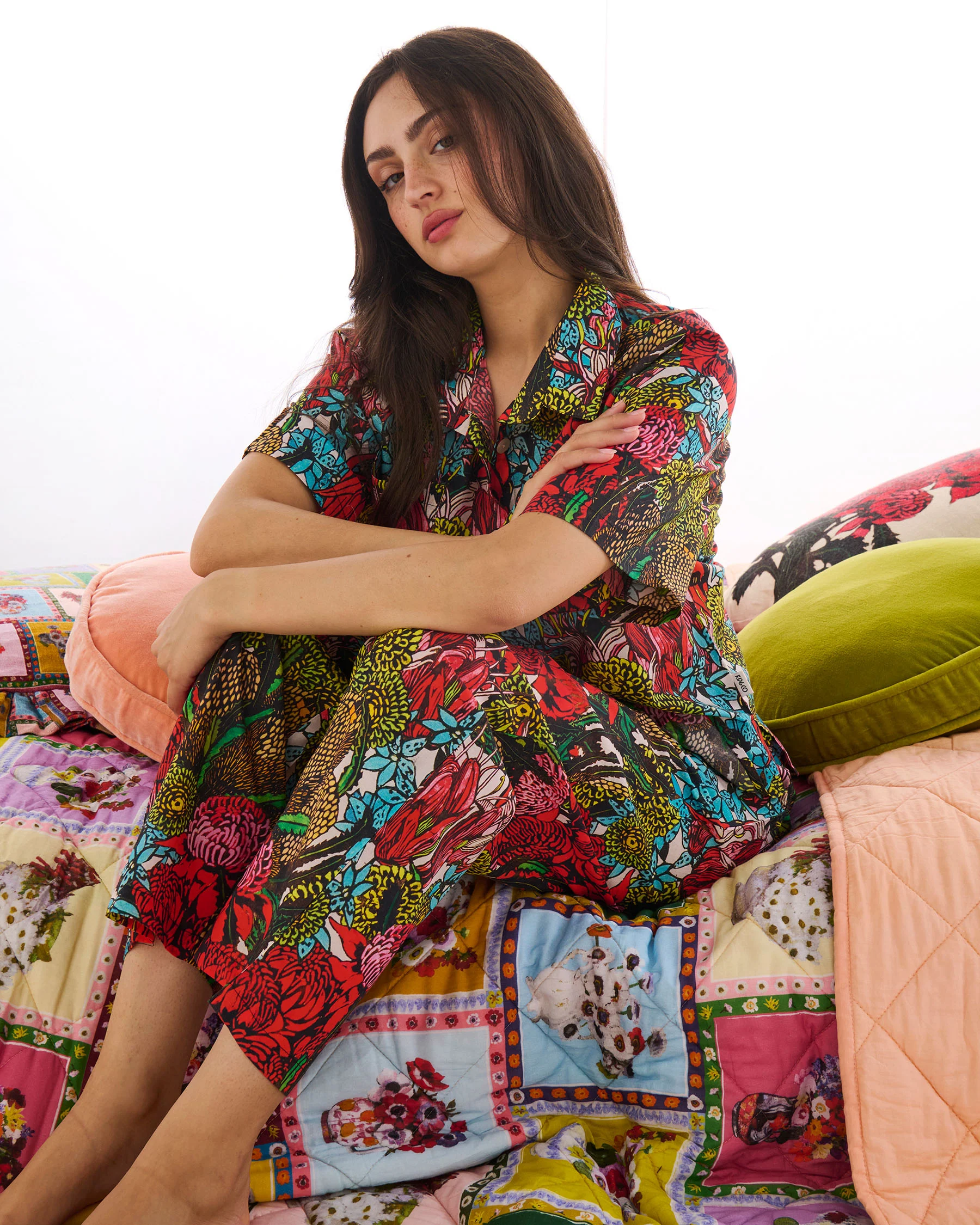 Kip&Co x Margaret Preston Bush Natives Adult Organic Cotton Short Sleeve Shirt & Pant Pyjama Set - Image 3