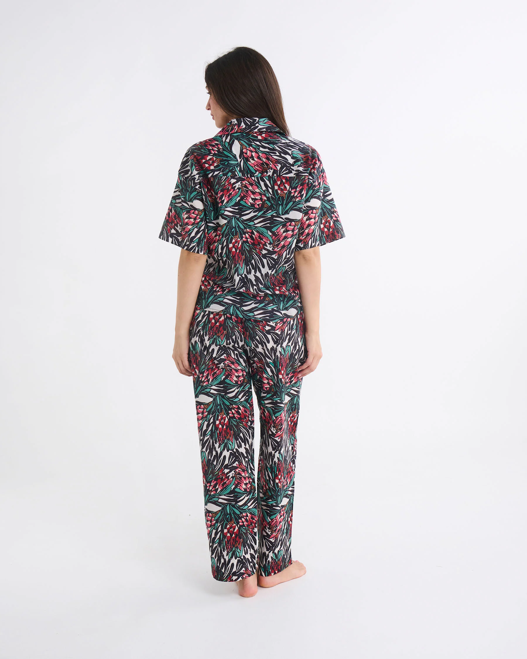Kip&Co x Margaret Preston Protea Party Adult Organic Cotton Short Sleeve Shirt & Pant Pyjama Set - Image 6
