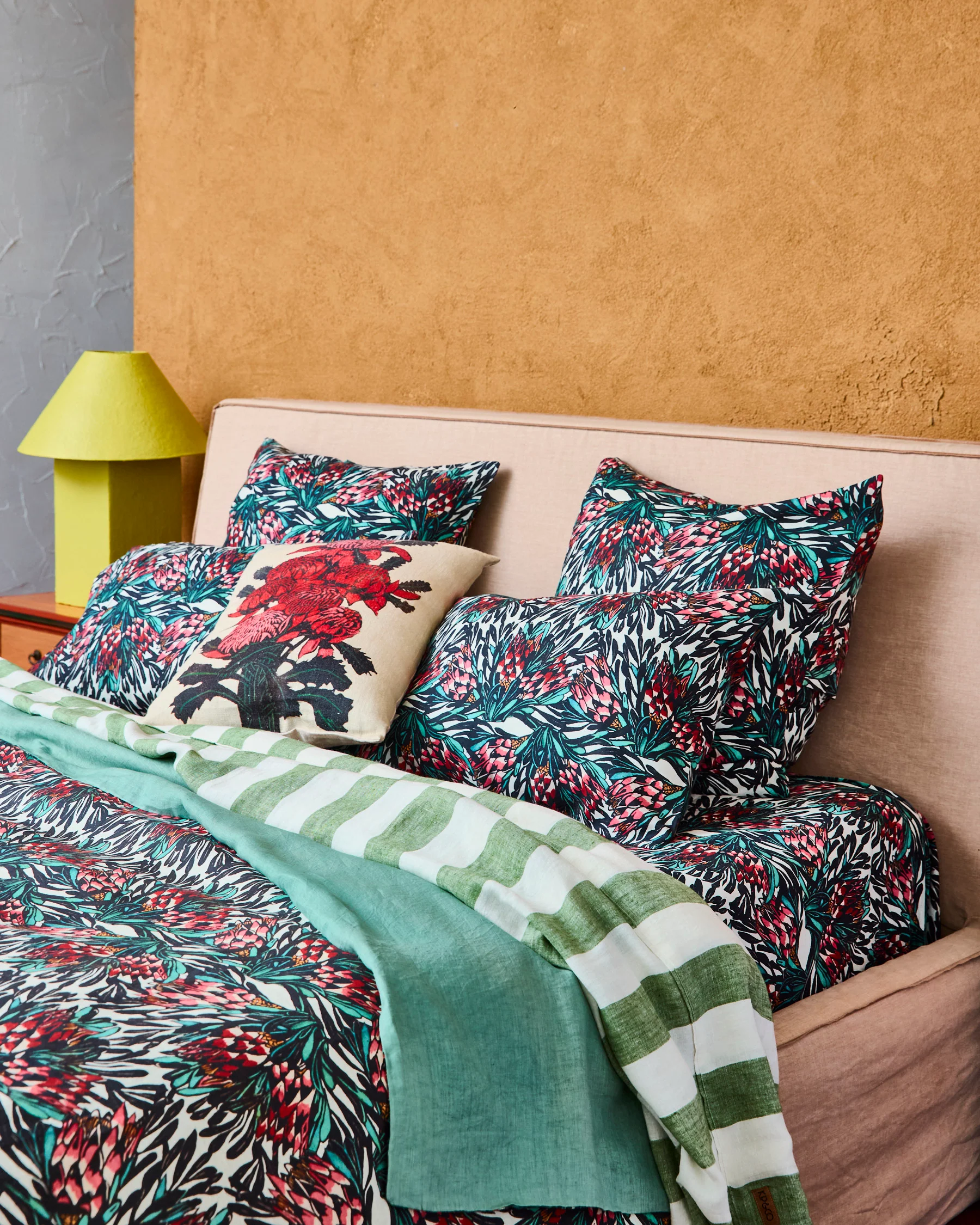 Kip&Co x Margaret Preston Protea Party Linen Fitted Sheet - Image 2