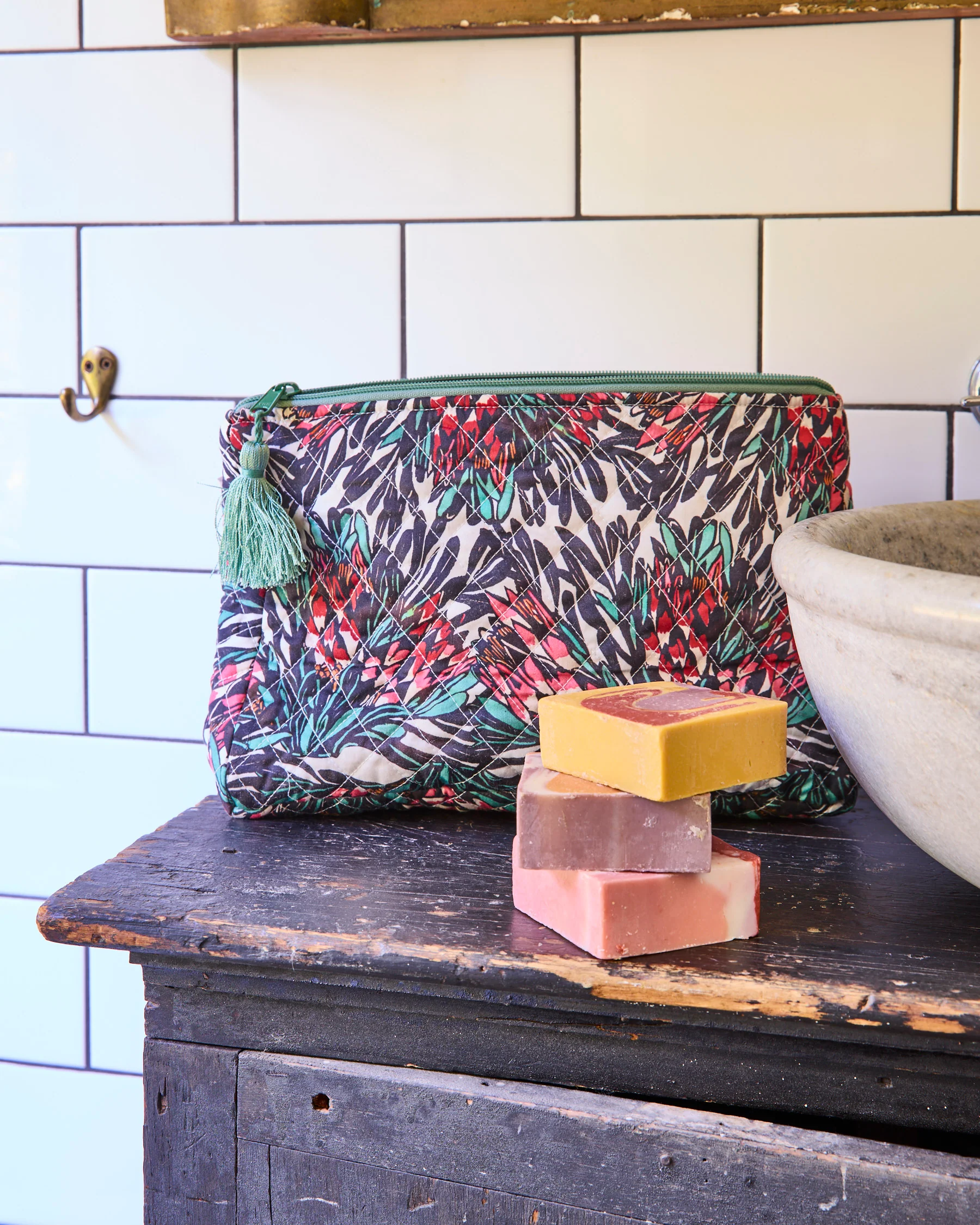 Kip&Co x Margaret Preston Protea Party Quilted Cotton Toiletry Purse - Image 2