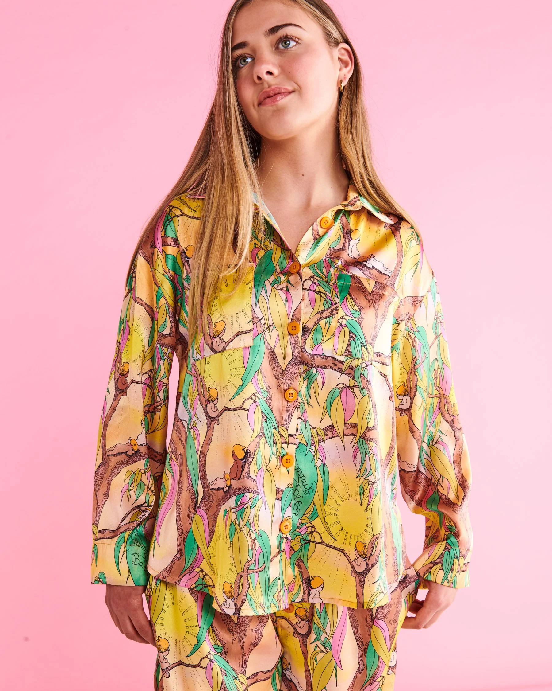 Kip&Co x May Gibbs Sunrise Delight Eco Satin Teen Long Sleeve Shirt & Pant Pyjama Set - Image 3