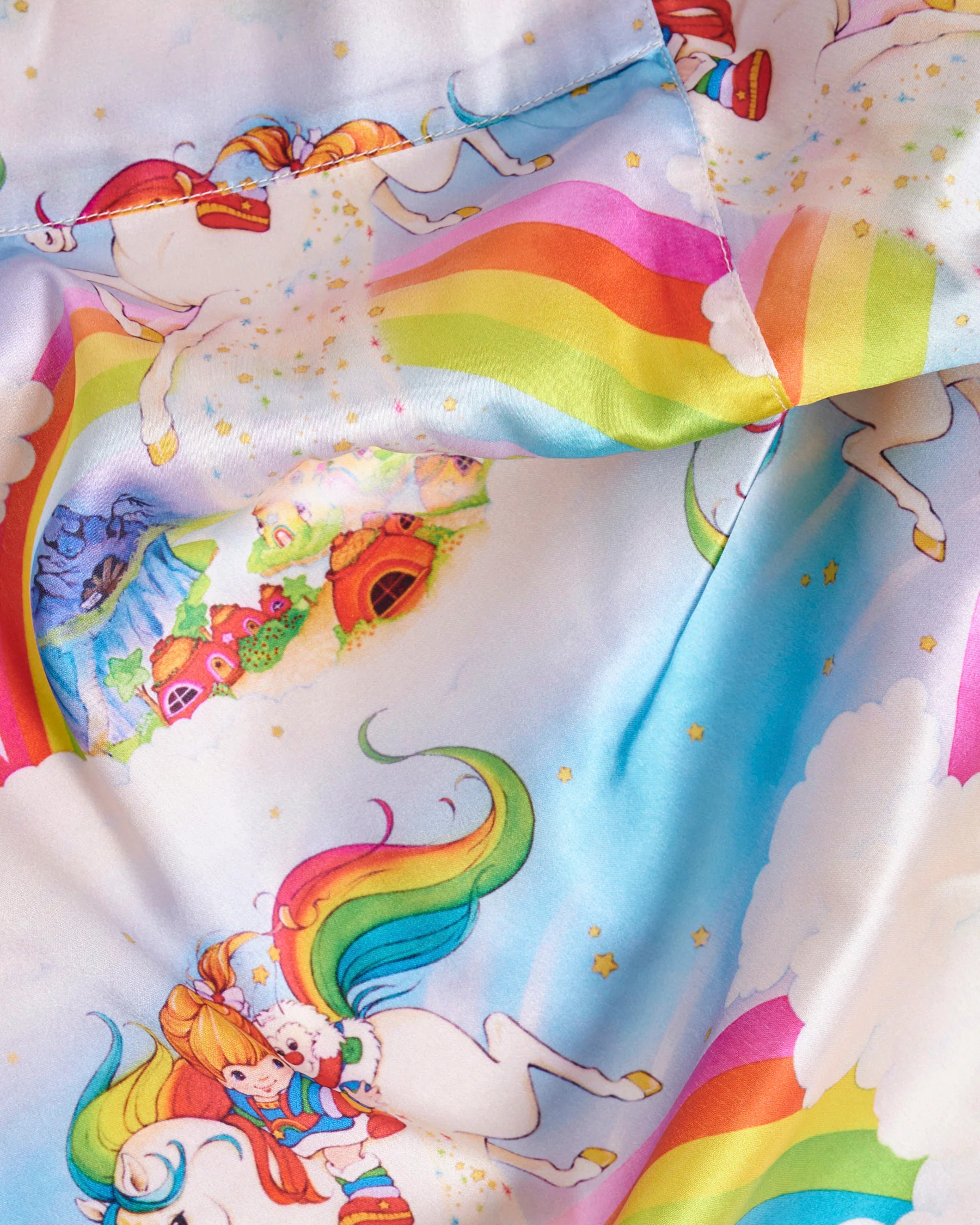 Kip&Co x Rainbow Brite Magic Sky Eco Satin Adult Long Sleeve Shirt & Pant Pyjama Set - Image 8