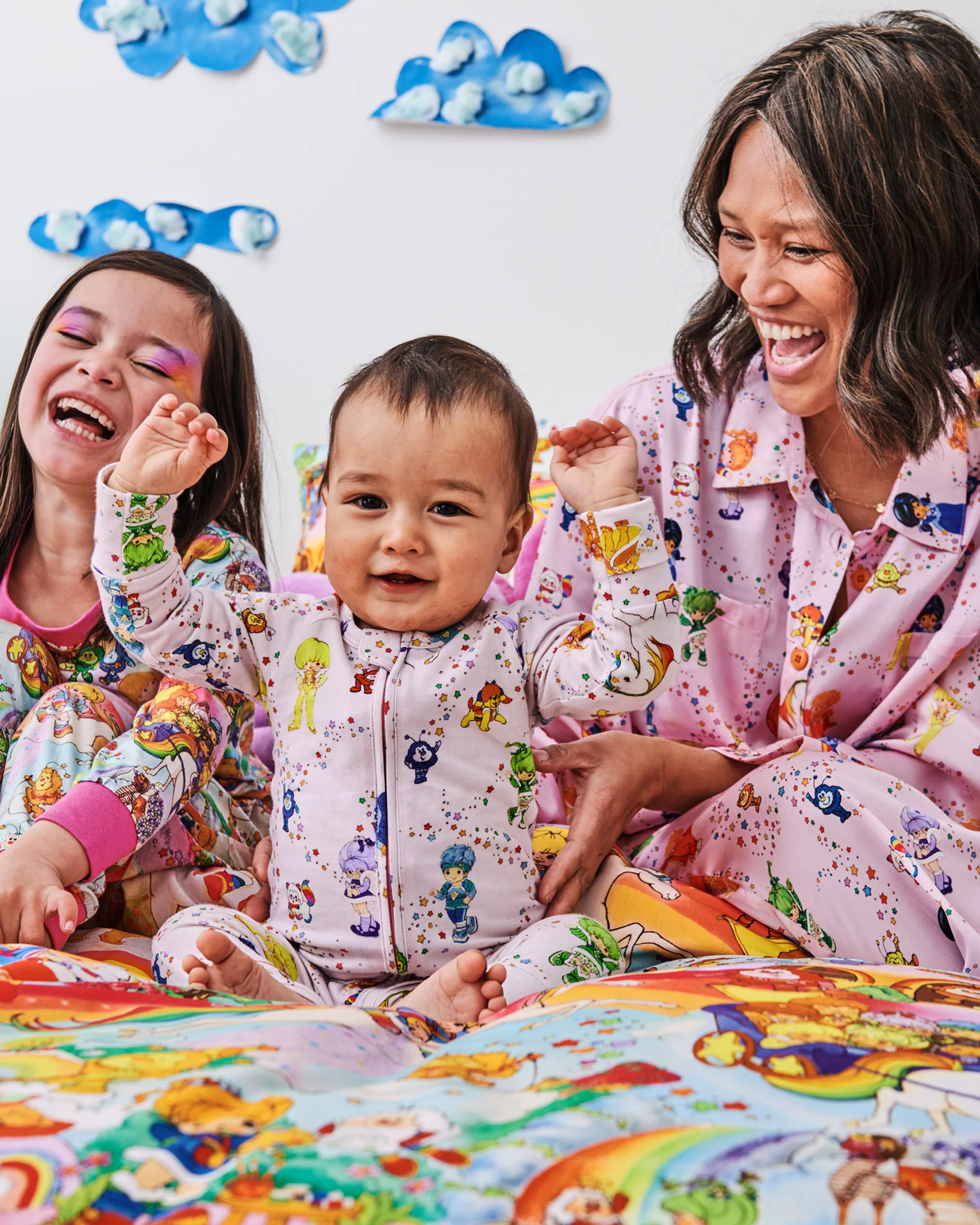 Kip&Co x Rainbow Brite Star Shower Eco Satin Adult Long Sleeve Shirt & Pant Pyjama Set - Image 3