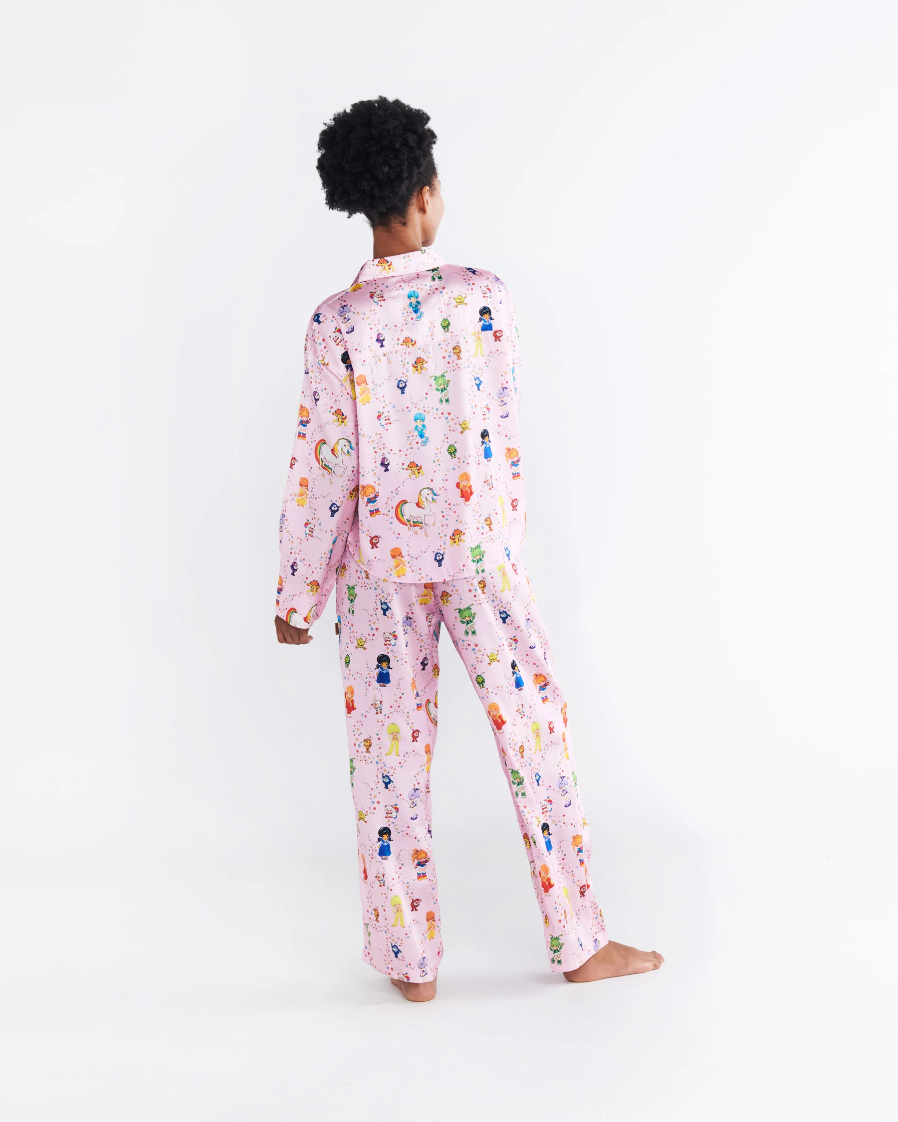 Kip&Co x Rainbow Brite Star Shower Eco Satin Adult Long Sleeve Shirt & Pant Pyjama Set - Image 6
