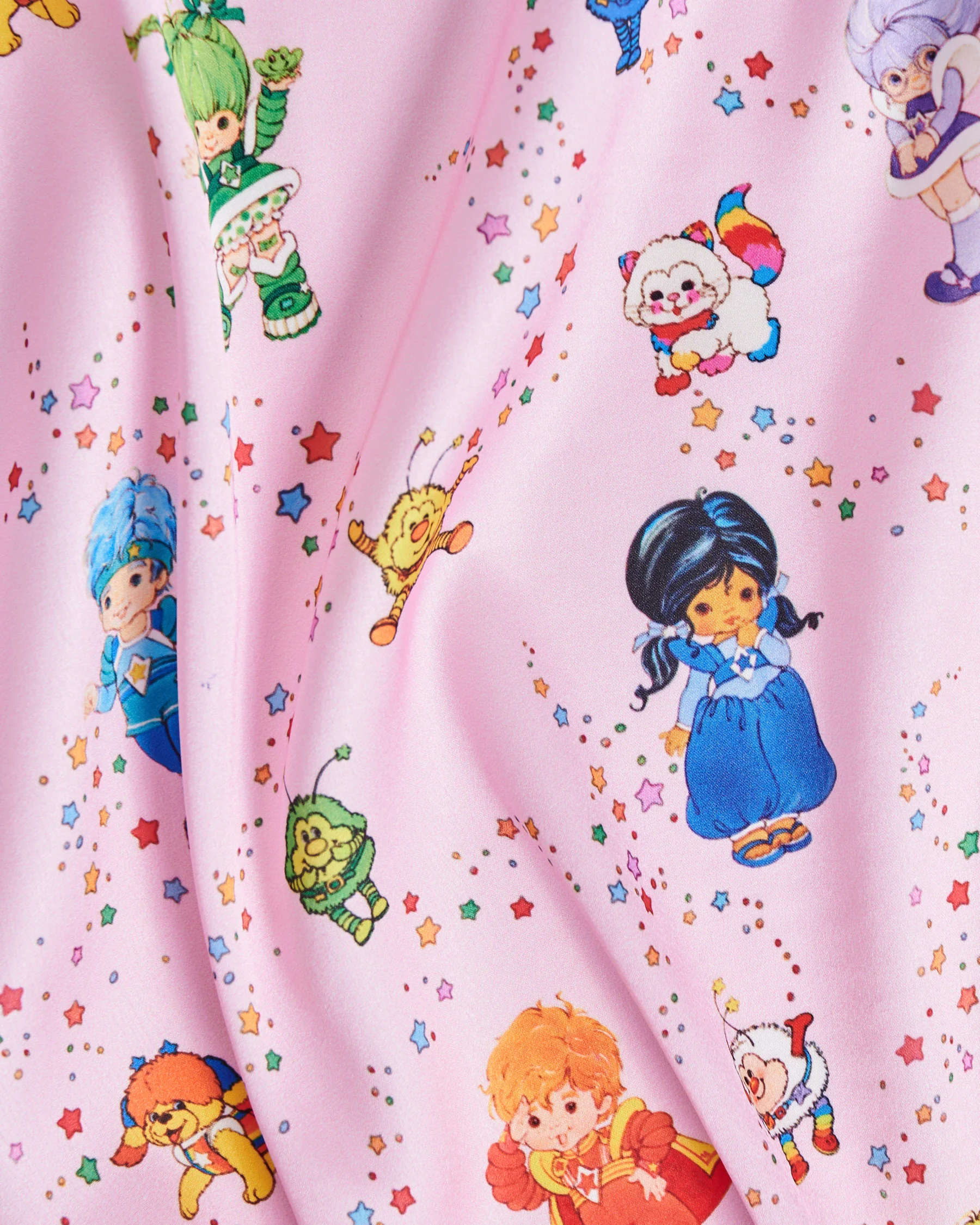Kip&Co x Rainbow Brite Star Shower Eco Satin Adult Long Sleeve Shirt & Pant Pyjama Set - Image 7