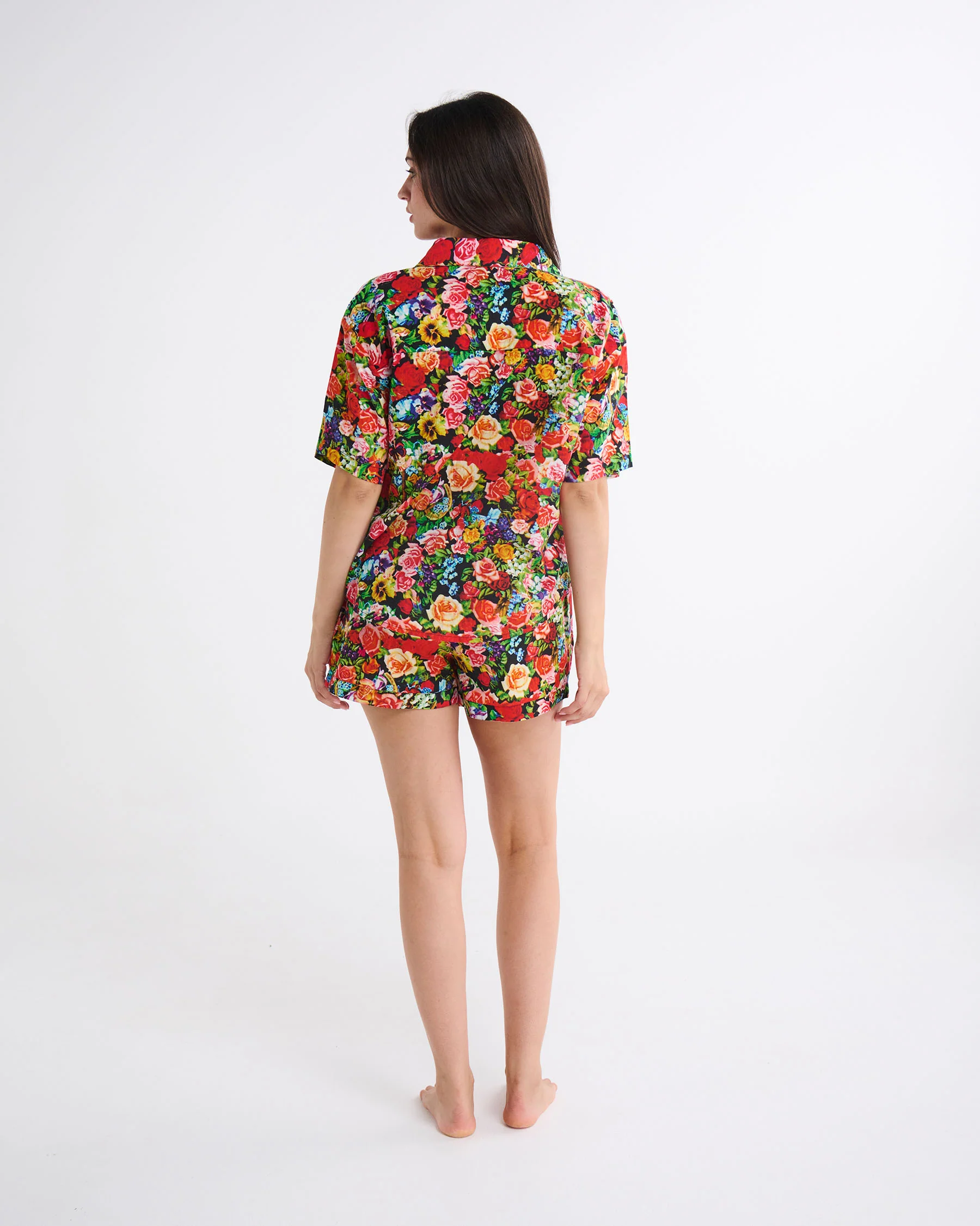 Kip&Co x The Beatles Pepperland Roses Adult Organic Cotton Short Sleeve Shirt & Short Pyjama Set - Image 3