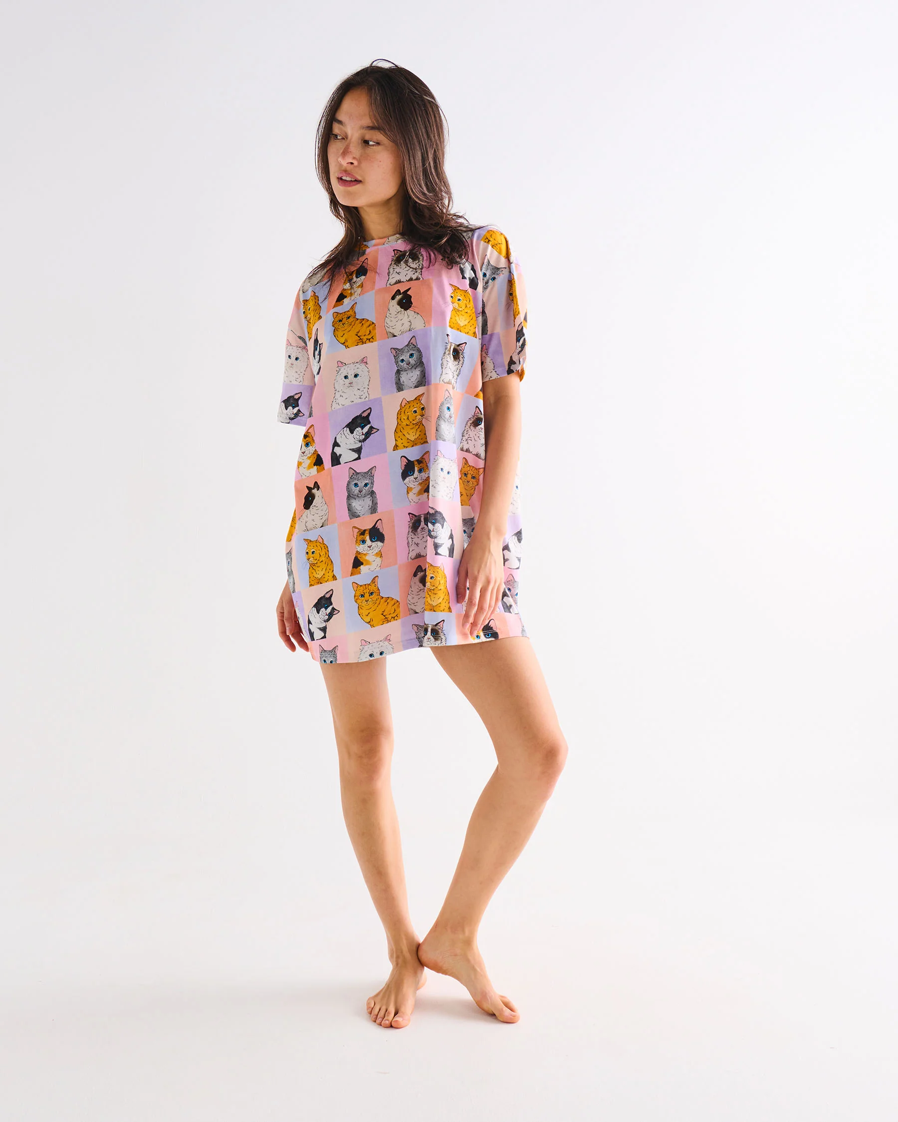 Kitty Cat Adult Organic Cotton Oversize T-shirt Nightie - Image 6