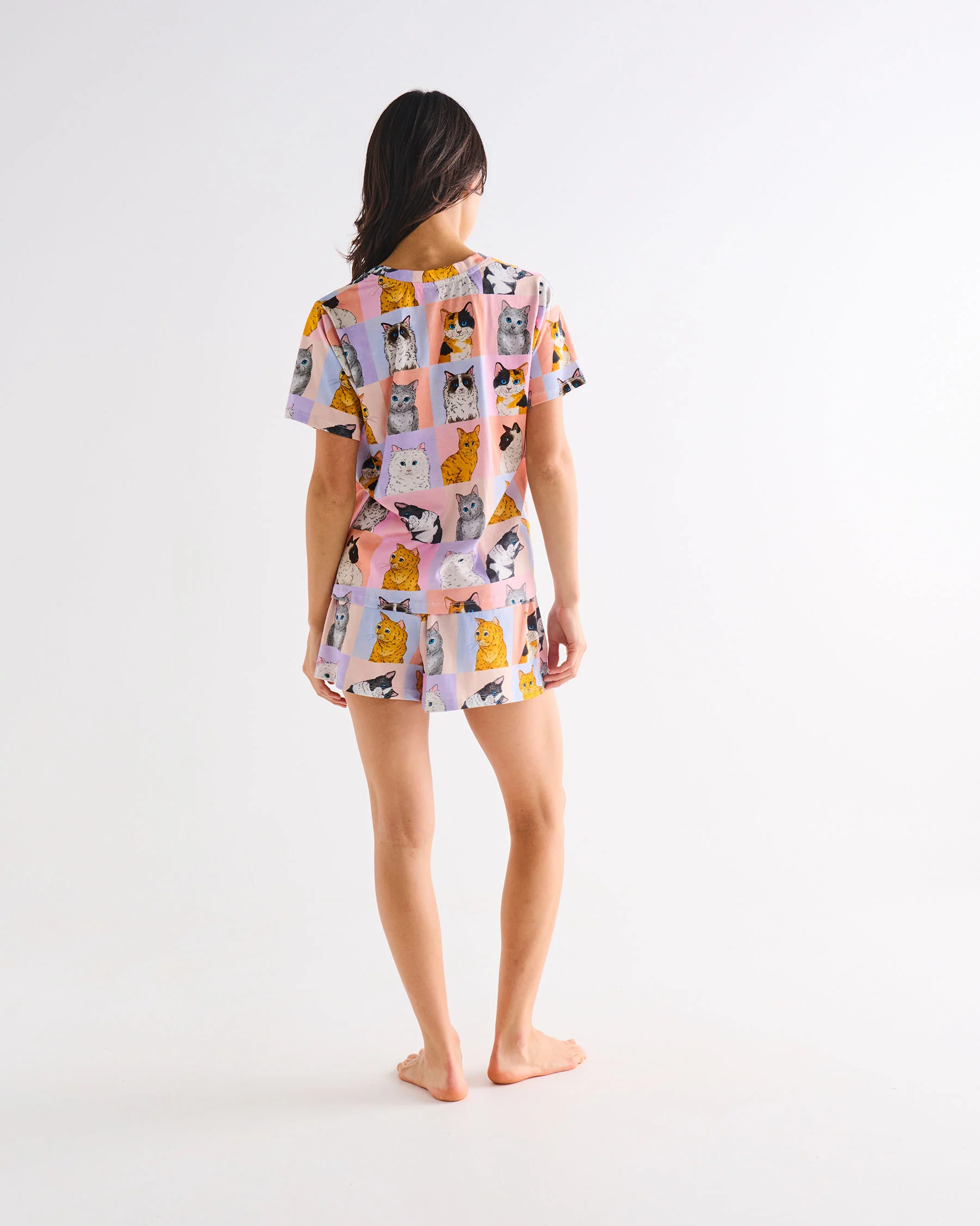 Kitty Cat Adult Organic Cotton Short Sleeve T-Shirt & Shorts Pyjama Set - Image 4