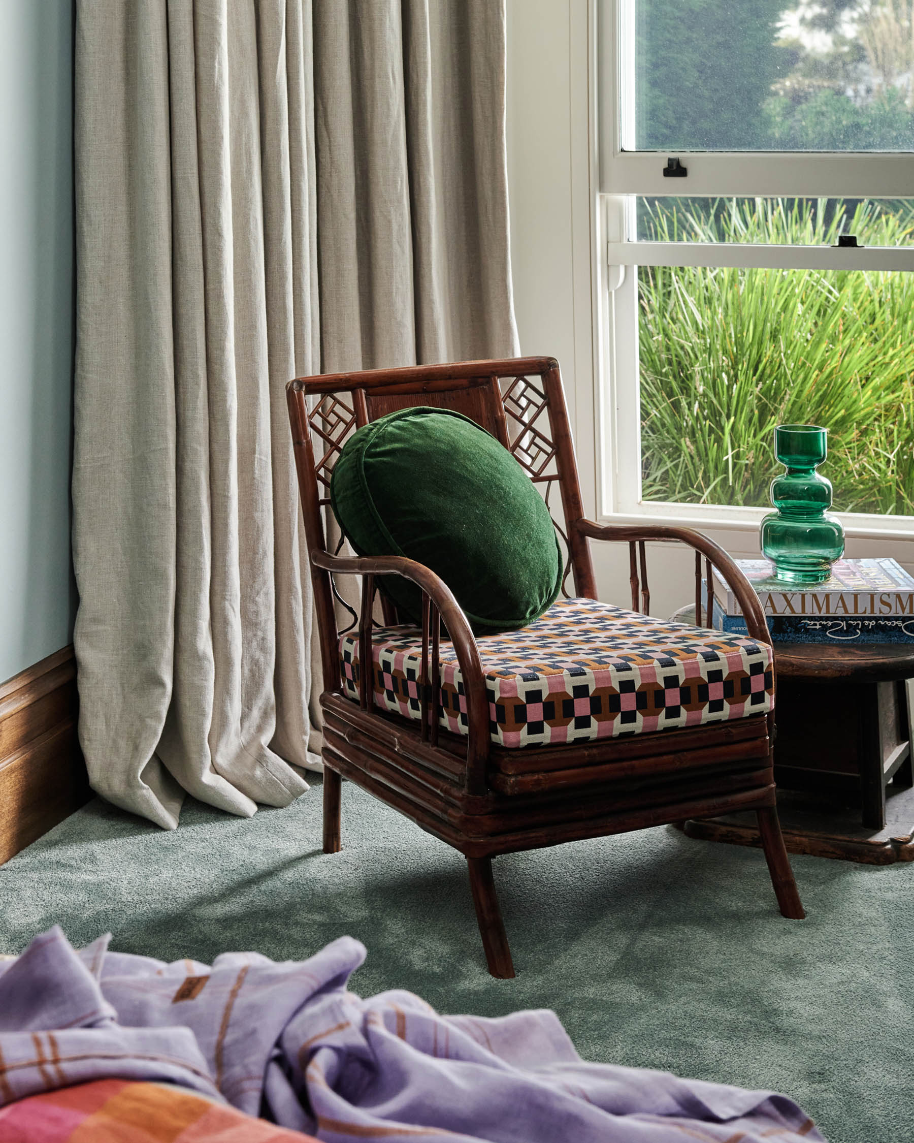 Kombu Green Velvet Pea Cushion - Image 4