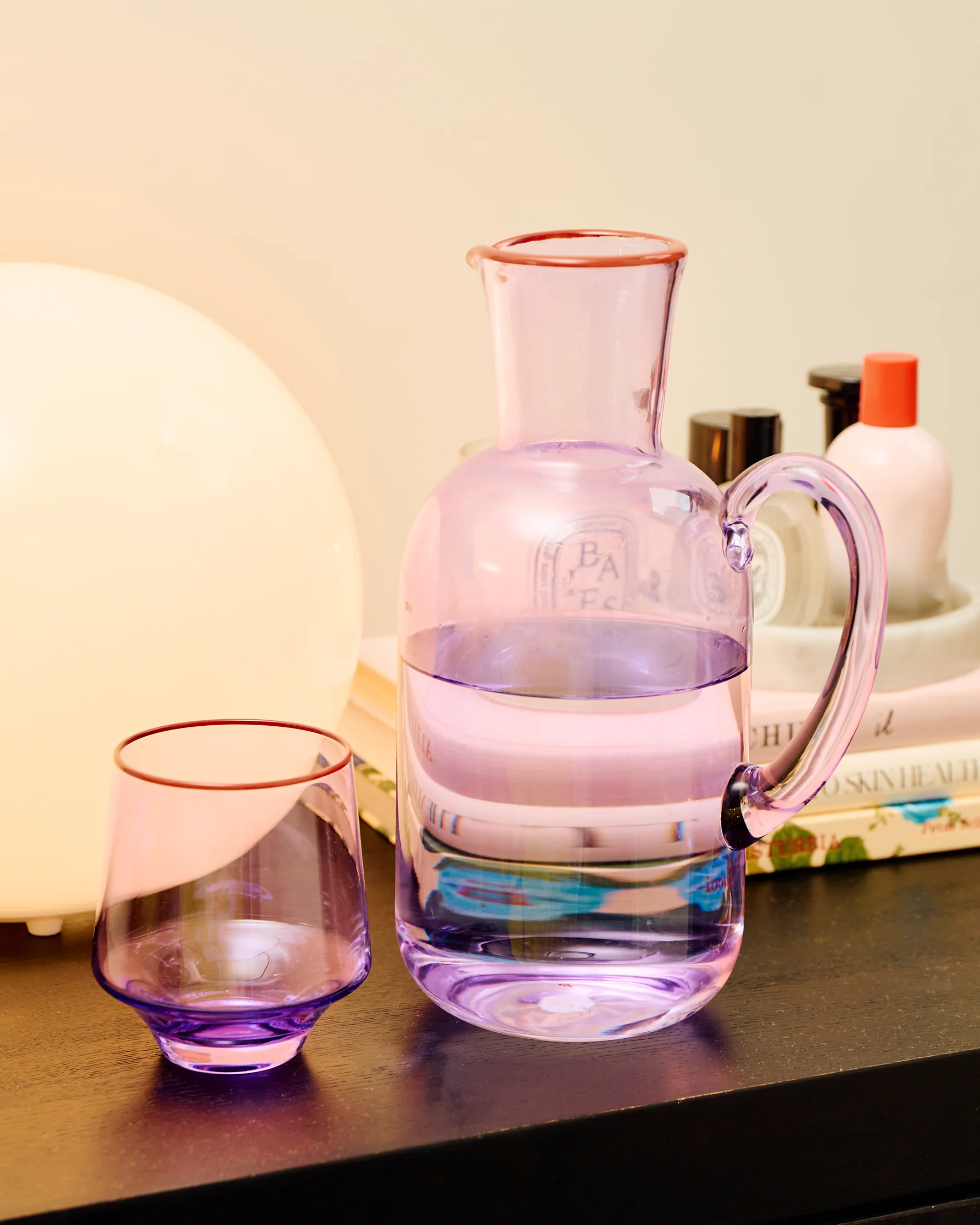 Lilac Colour Block Tumbler Glass 2P Set - Image 4