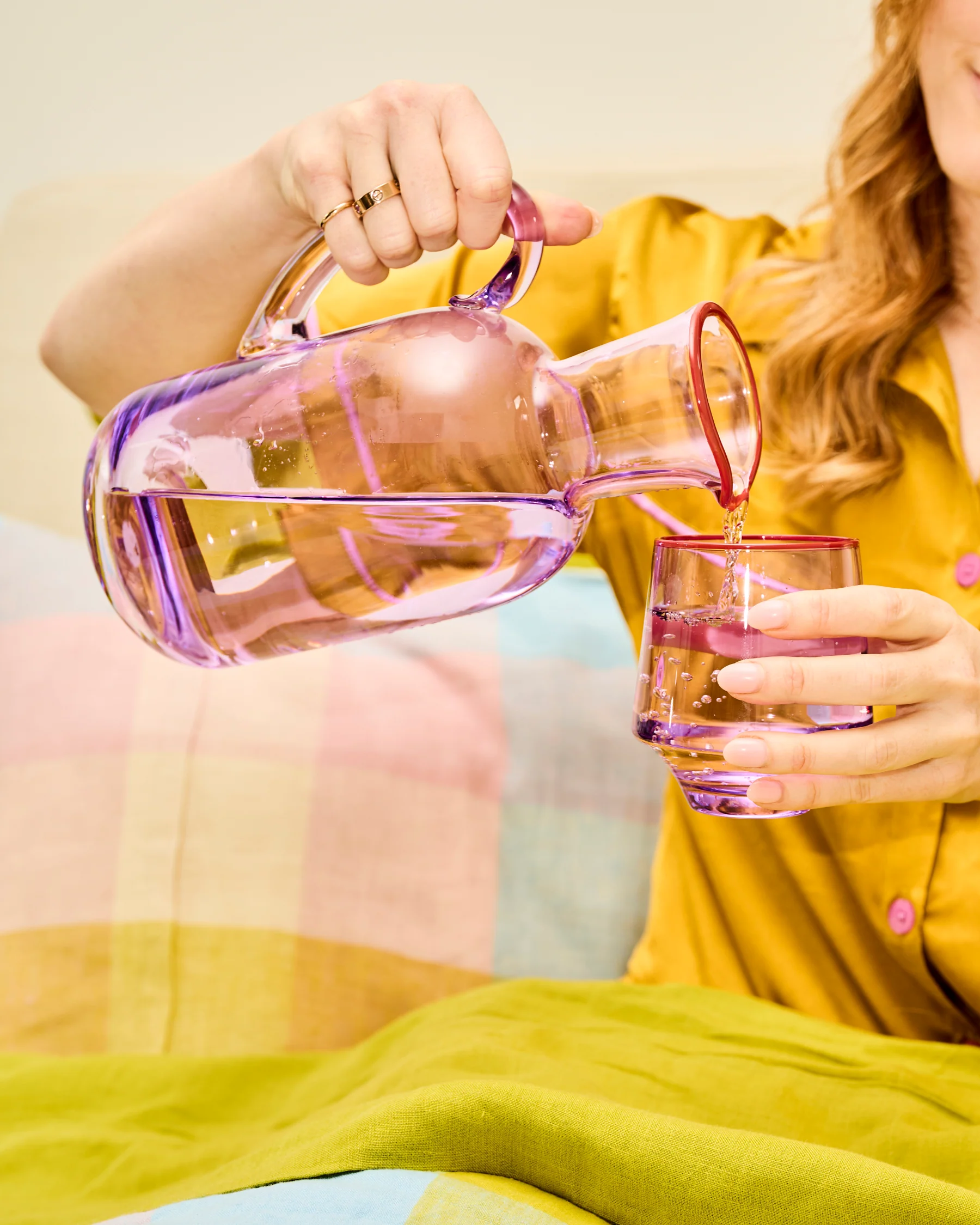Lilac Colour Block Tumbler Glass 2P Set - Image 5