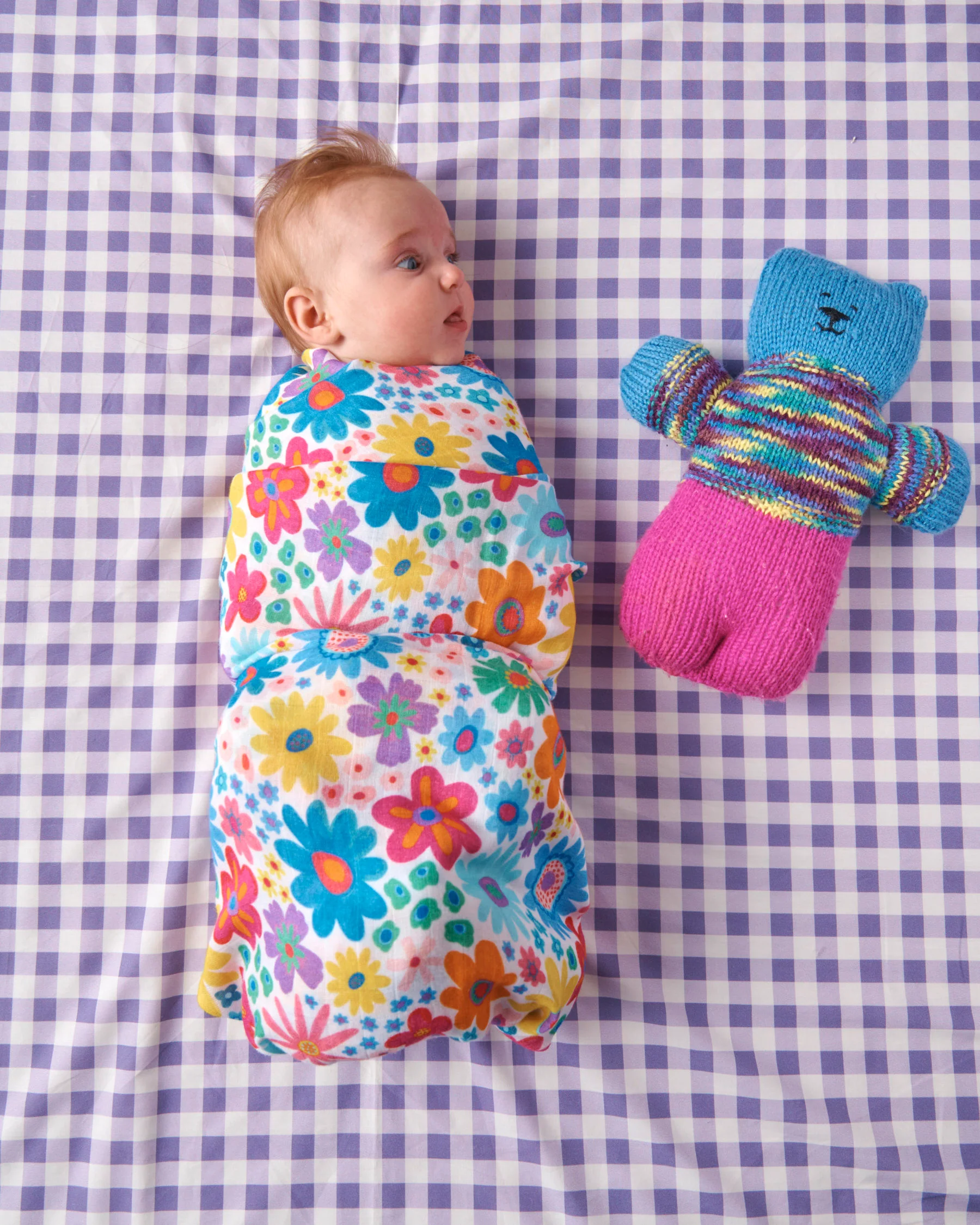 Lilac Gingham Organic Cotton Baby Fitted Sheet - Image 5