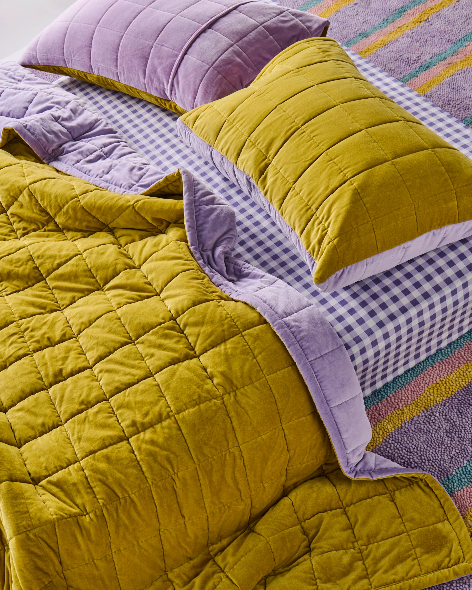Lilac Gingham Organic Cotton Fitted Sheet - Image 4