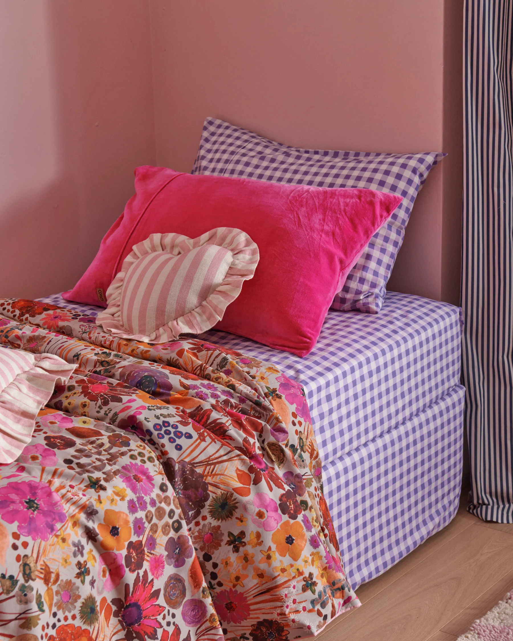 Lilac Gingham Organic Cotton Fitted Sheet - Image 8