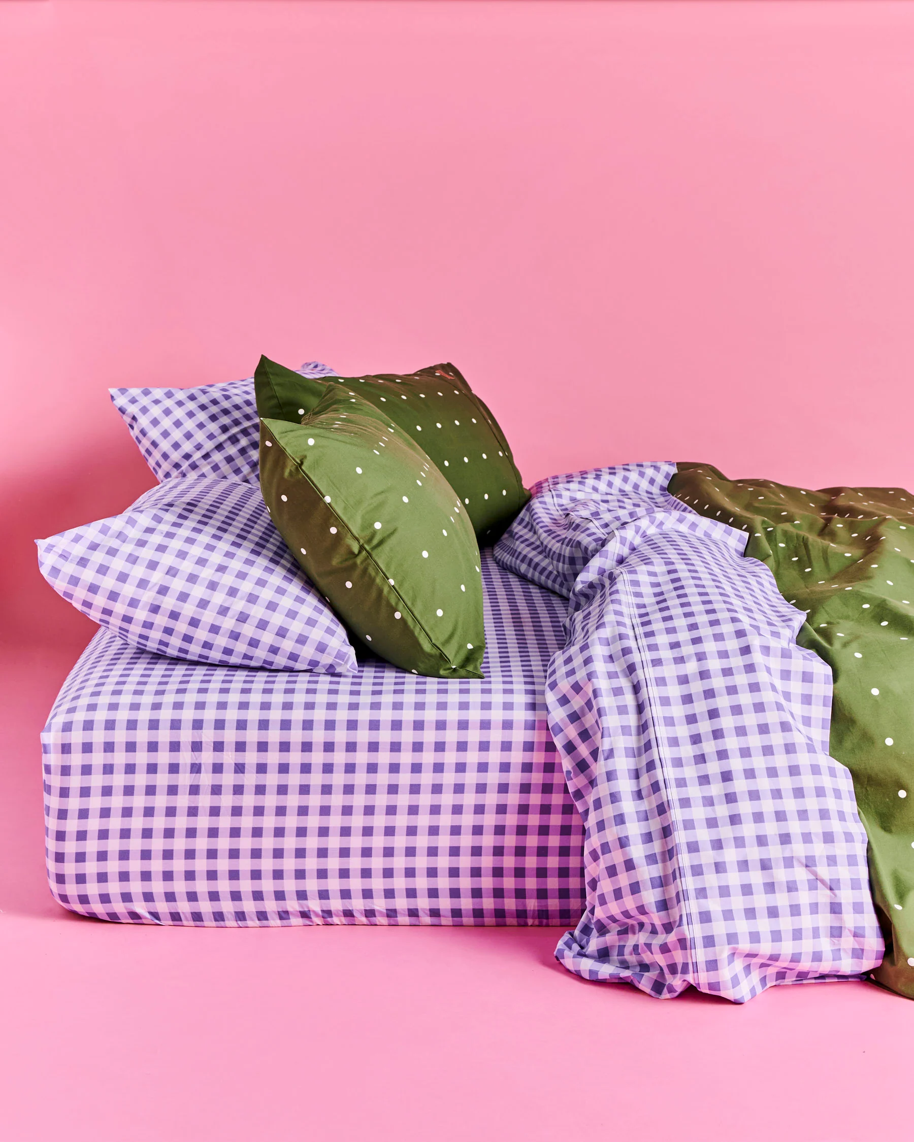 Lilac Gingham Organic Cotton Fitted Sheet - Image 9