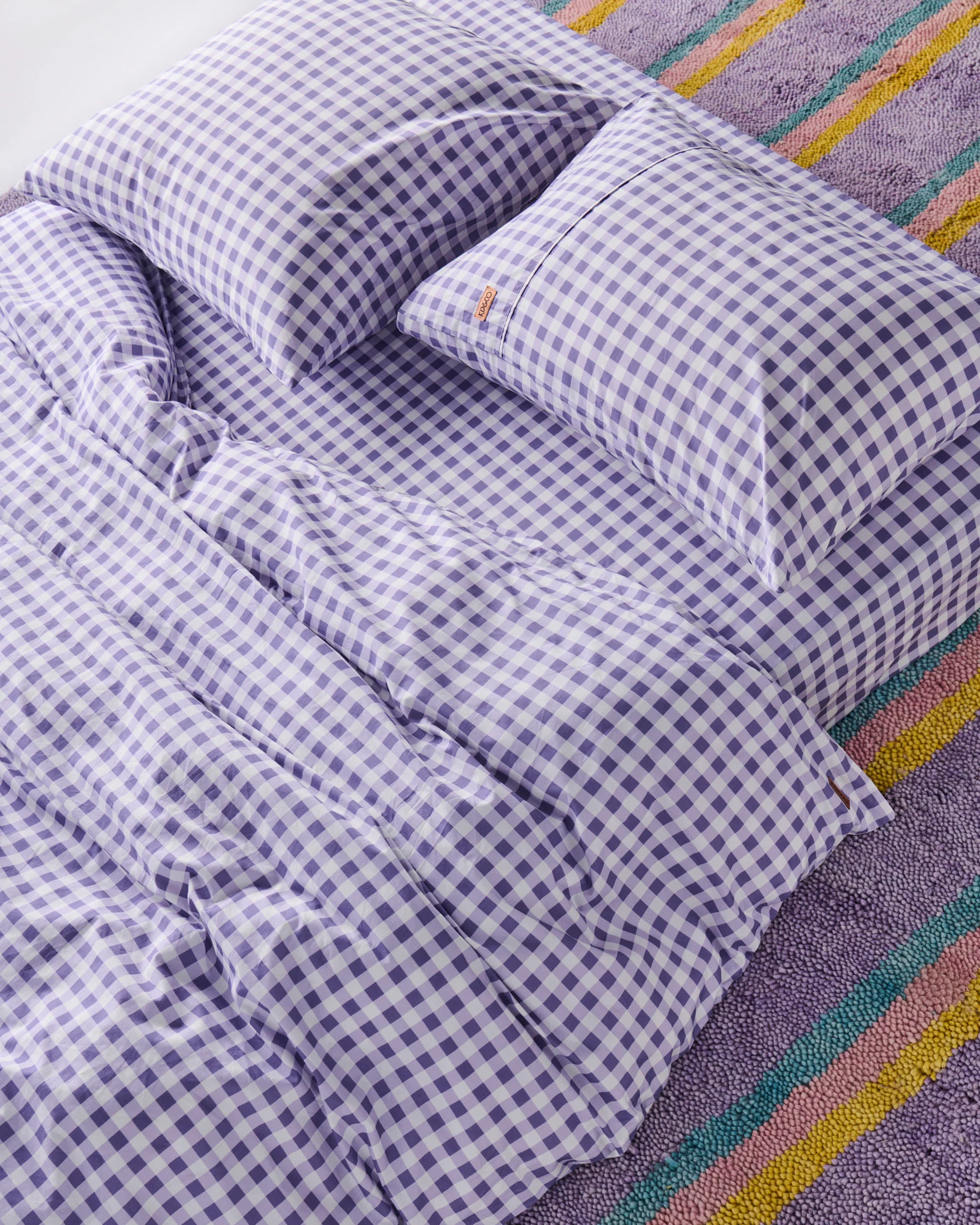 Lilac Gingham Organic Cotton Fitted Sheet (US) - Image 9