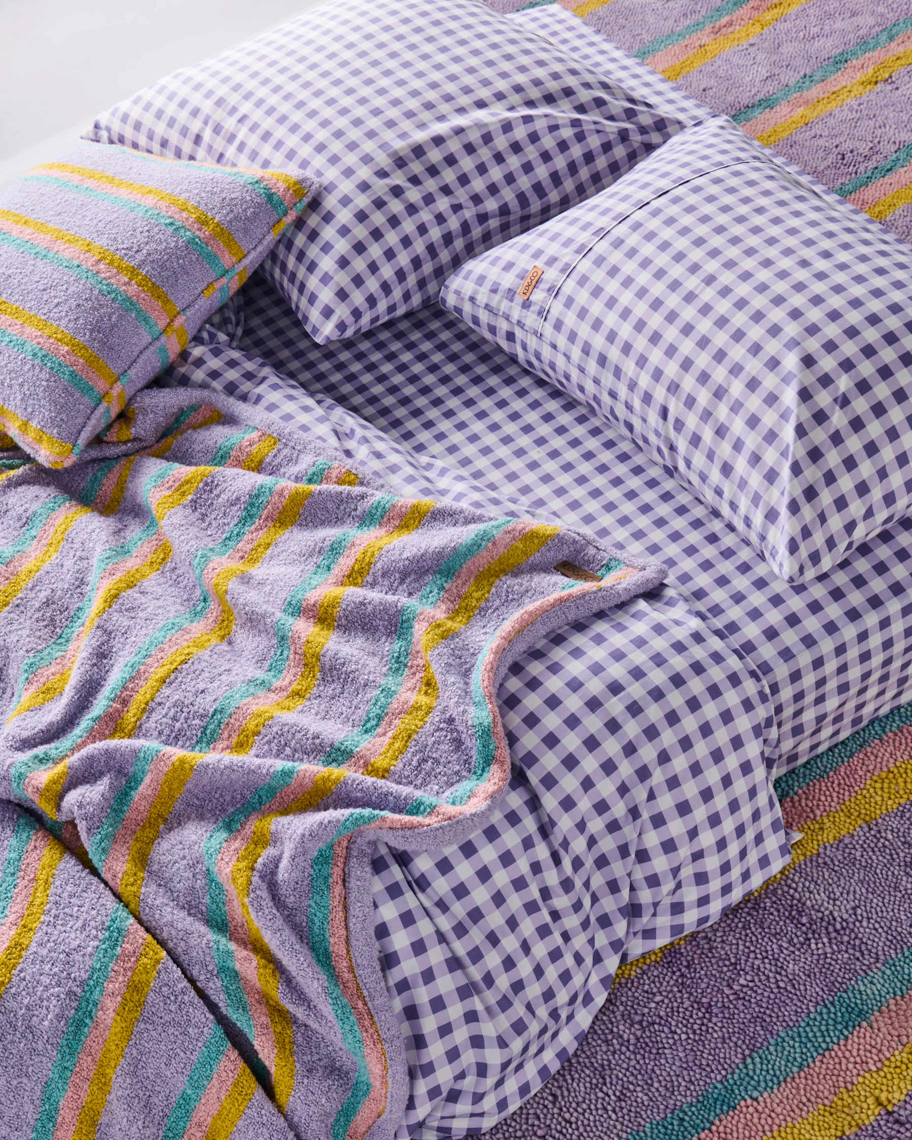 Lilac Gingham Organic Cotton Flat Sheet - Image 3