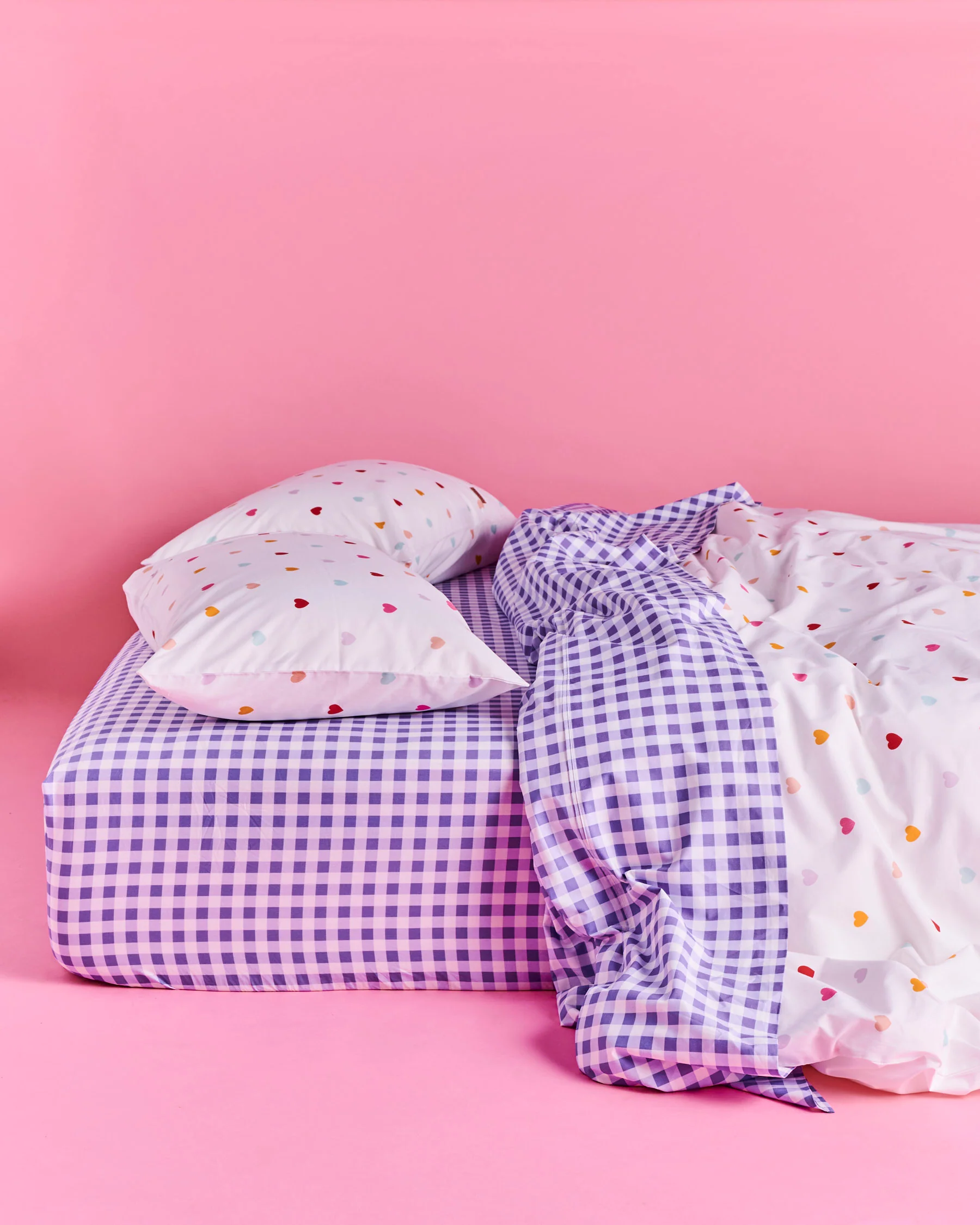 Lilac Gingham Organic Cotton Flat Sheet - Image 6