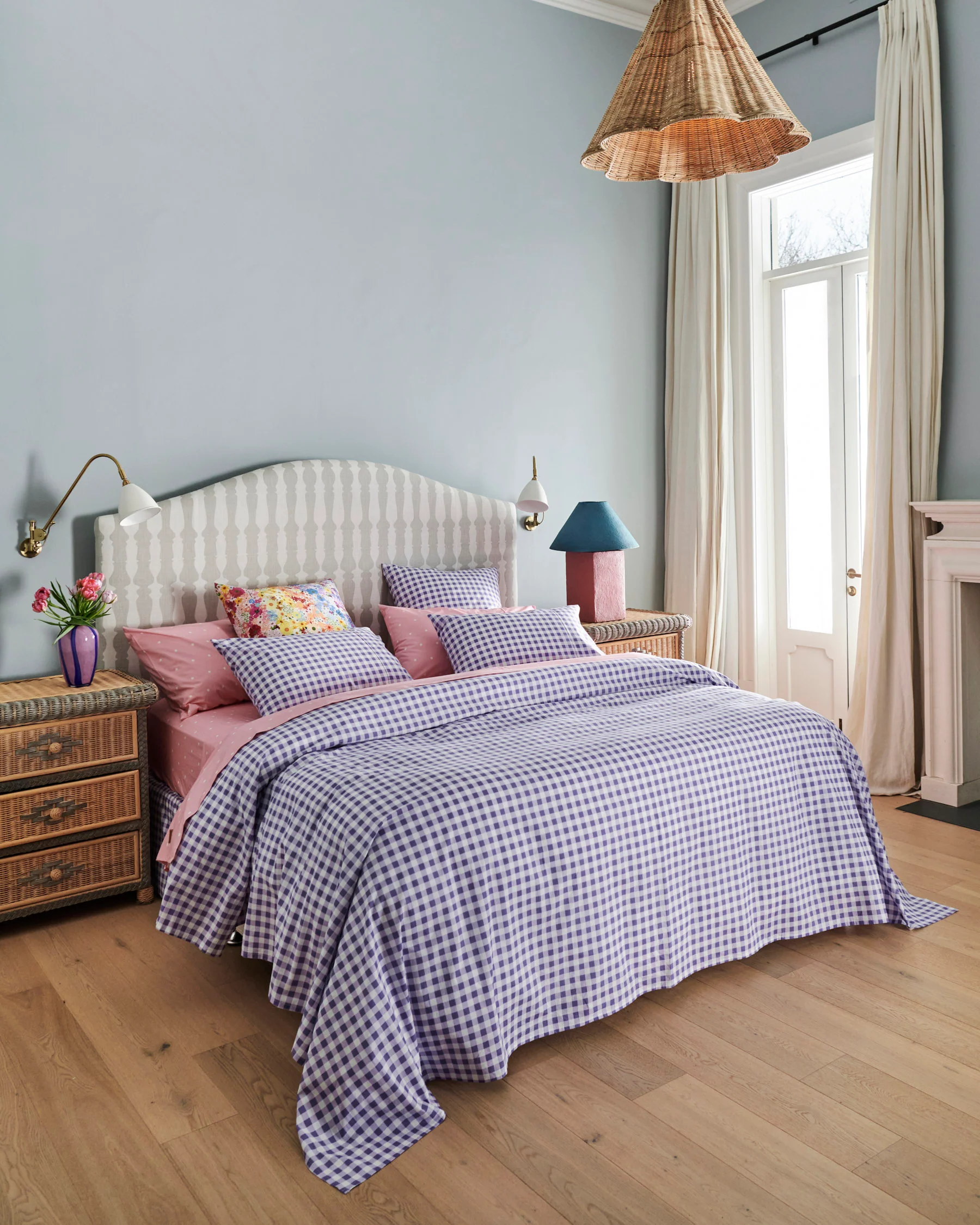Lilac Gingham Organic Cotton Quilt Cover - Image 2