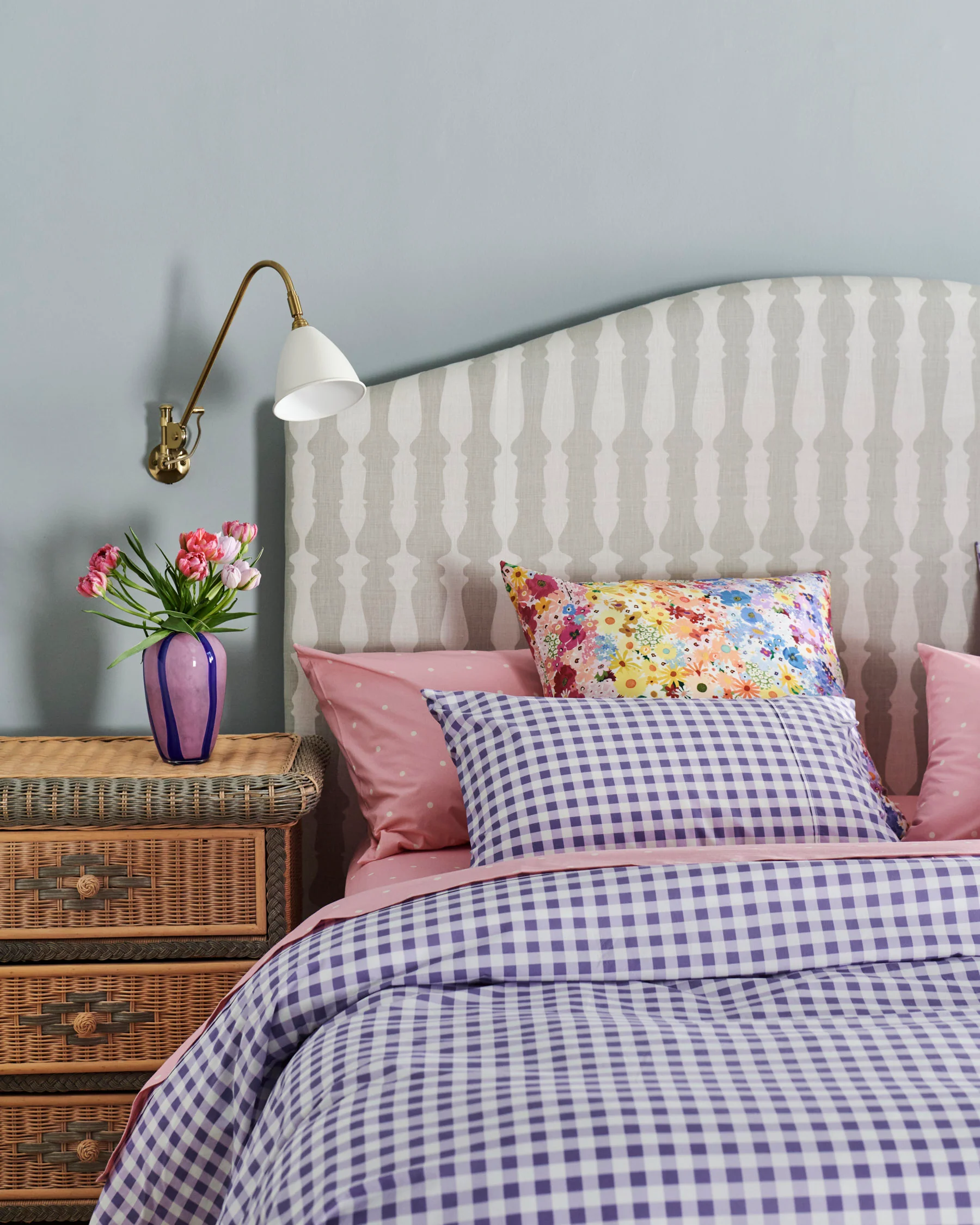 Lilac Gingham Organic Cotton Quilt Cover - Image 3