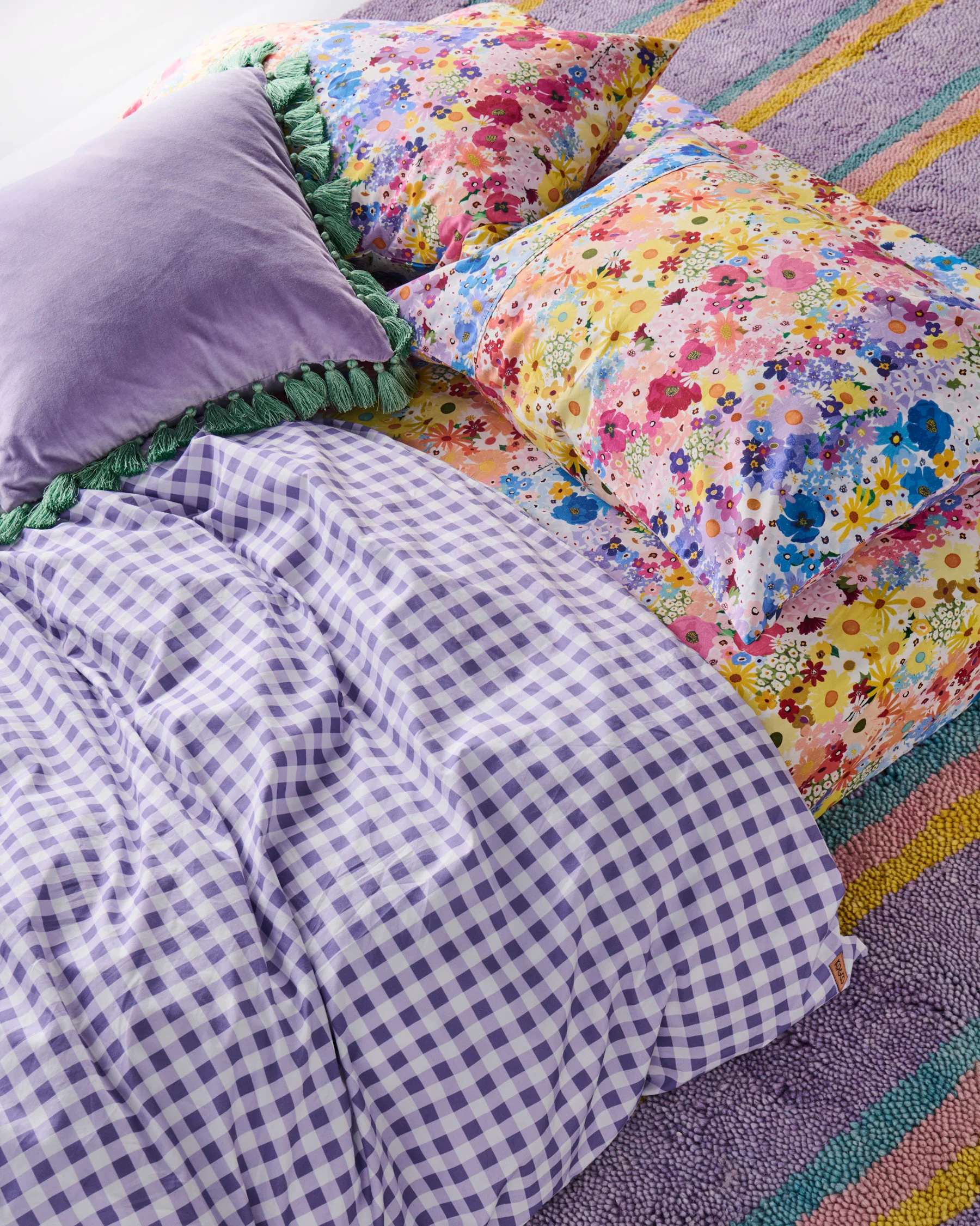 Lilac Gingham Organic Cotton Quilt Cover - Image 5
