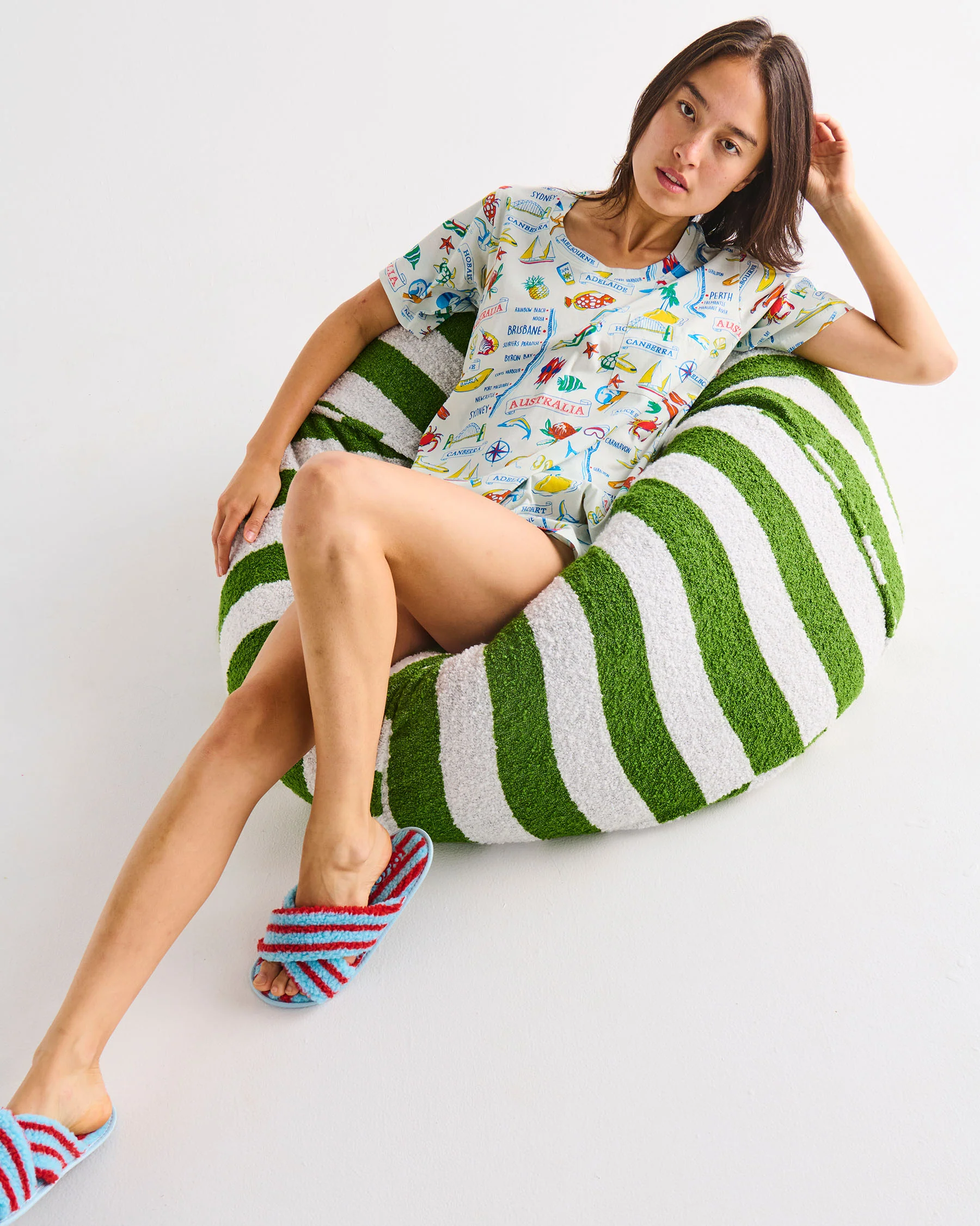 Moss Stripe Boucle Beanbag - Image 5