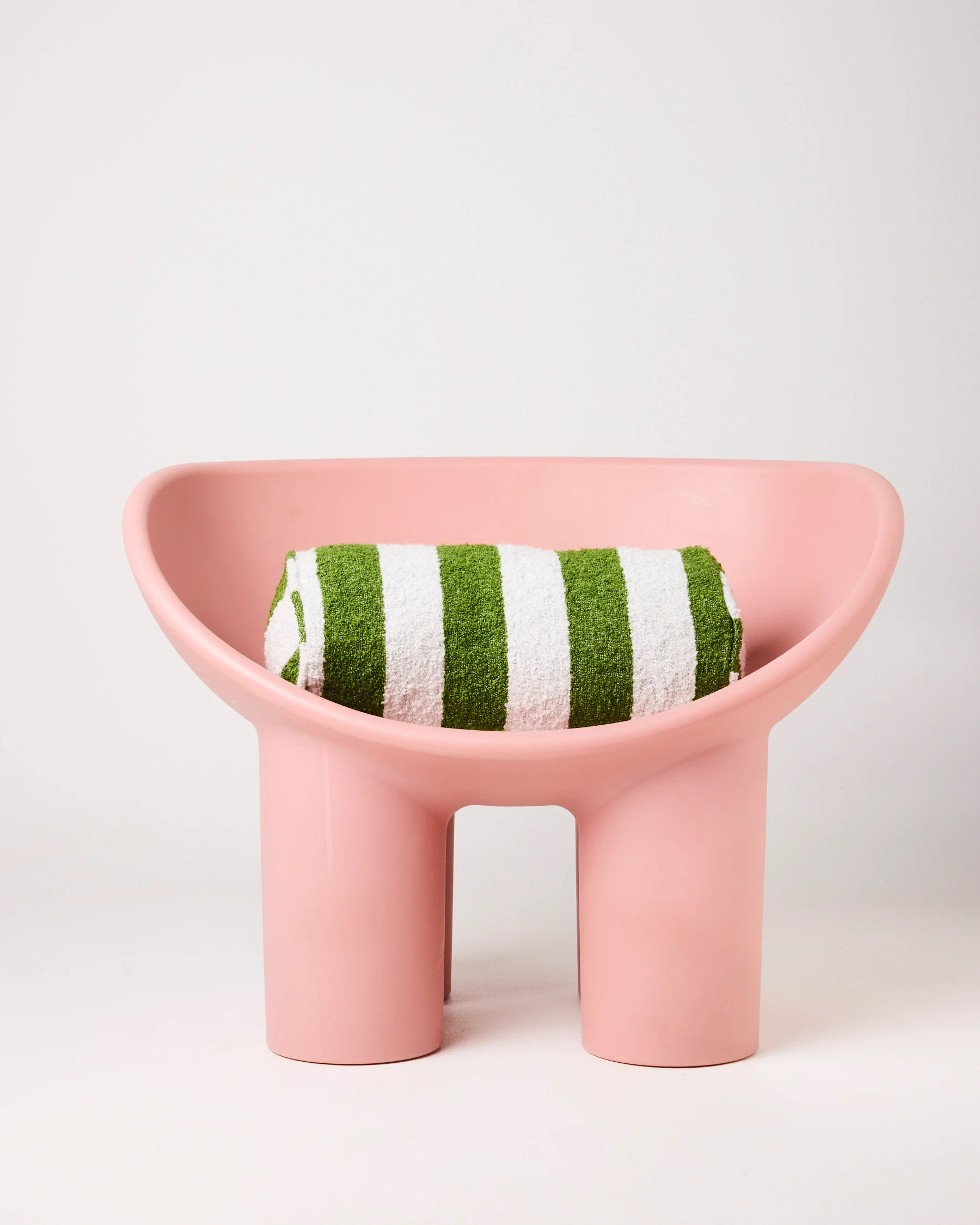 Moss Stripe Boucle Bolster Cushion - Image 4