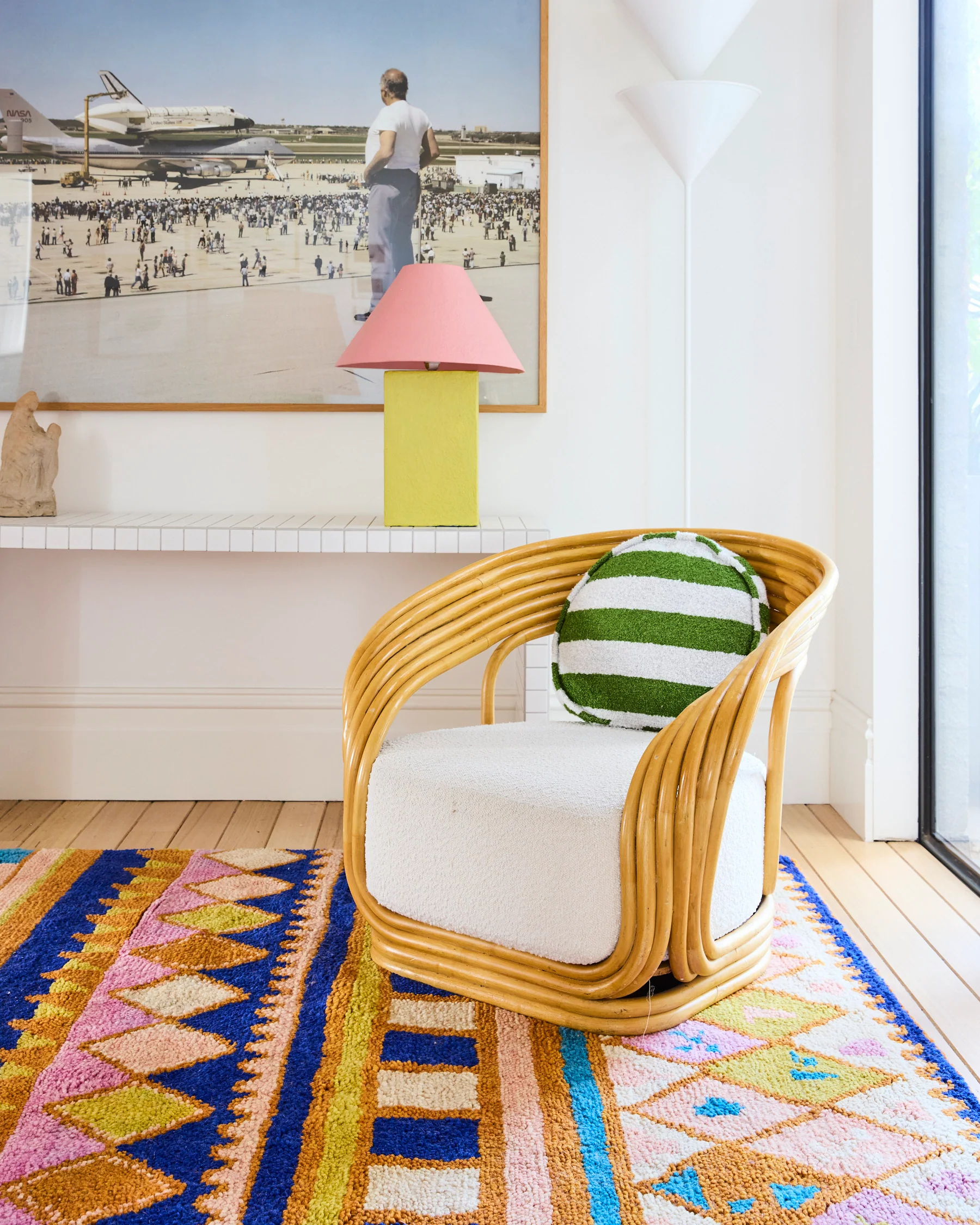 Moss Stripe Boucle Pea Cushion - Image 6