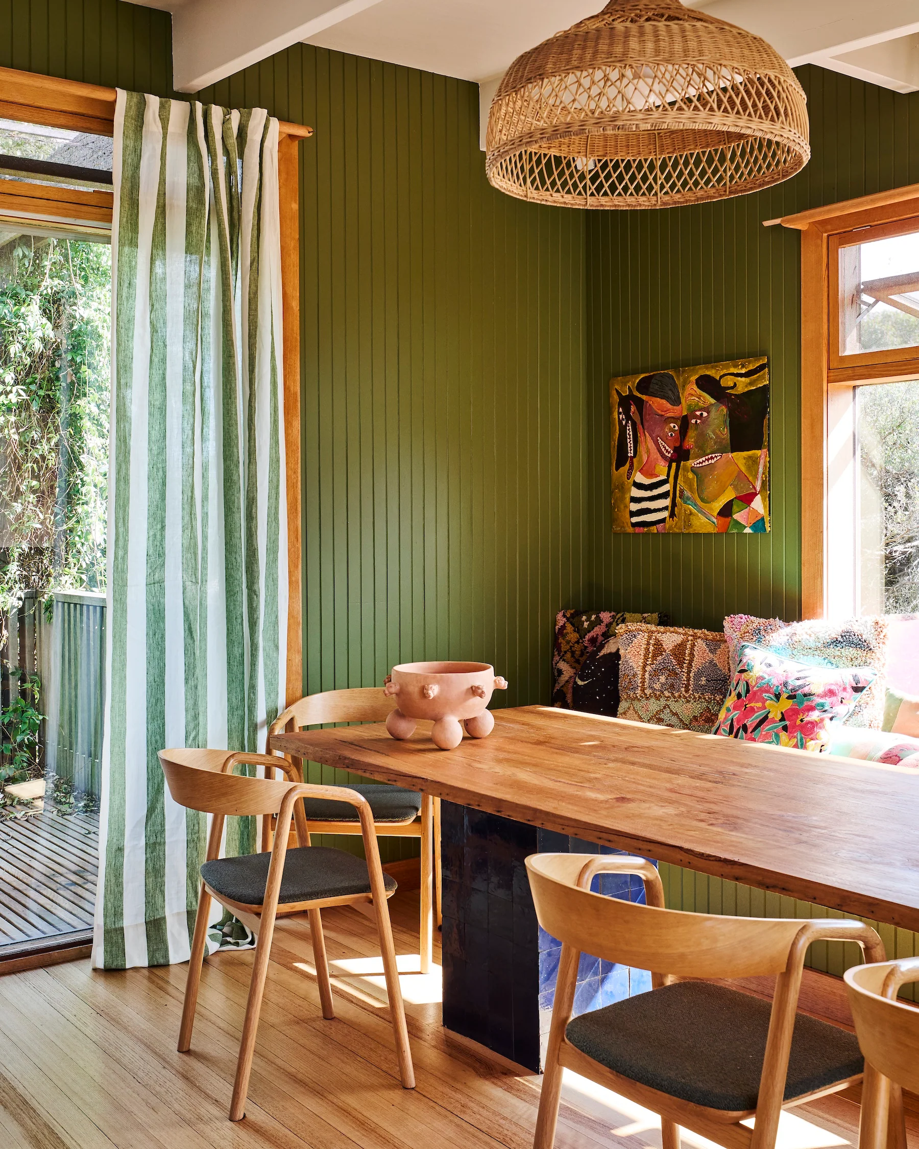 Moss Stripe Curtain Panel - Image 2
