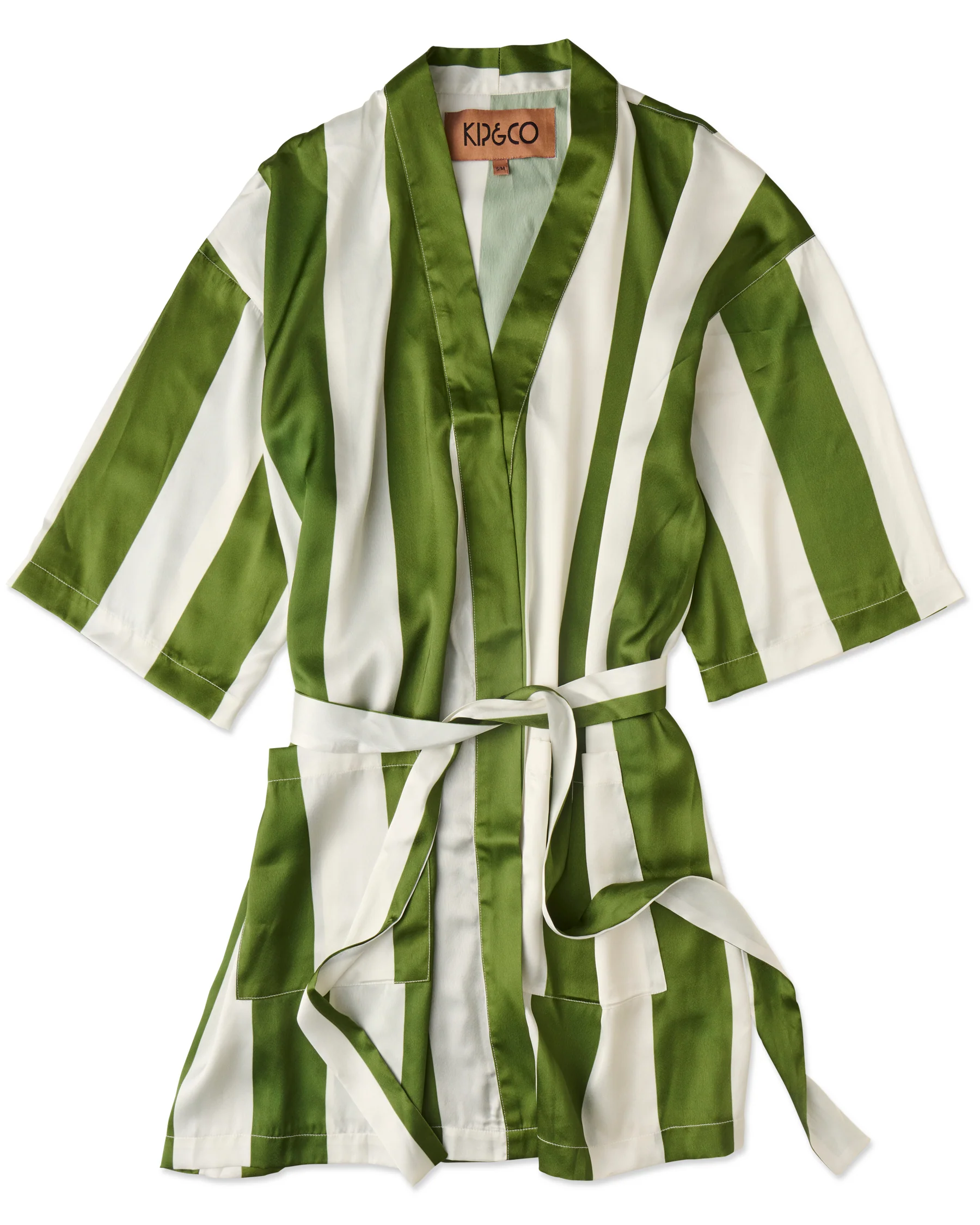 Moss Stripe Eco Satin Robe - Image 7