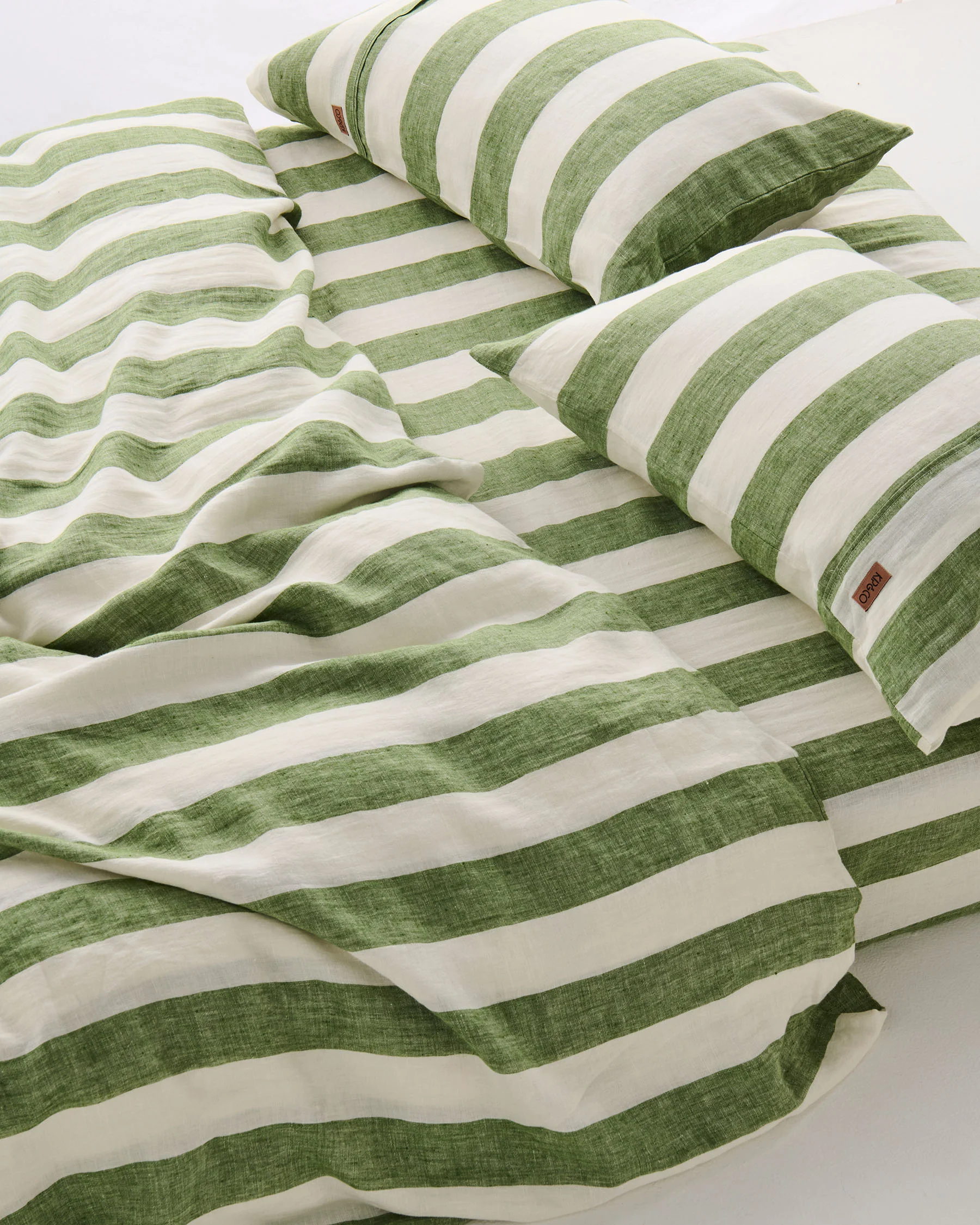 Moss Stripe Linen Fitted Sheet - Image 4