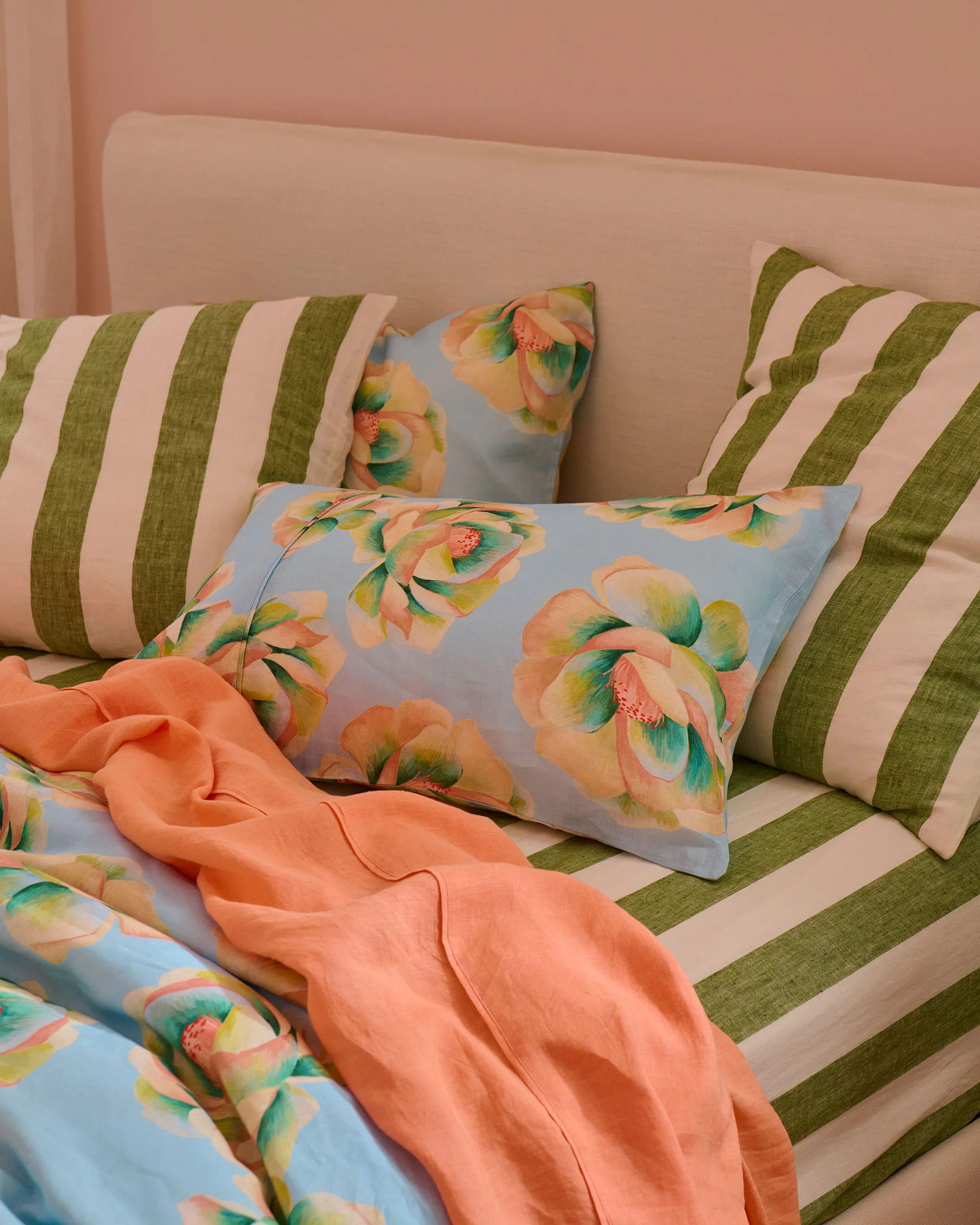 Moss Stripe Linen Fitted Sheet - Image 7