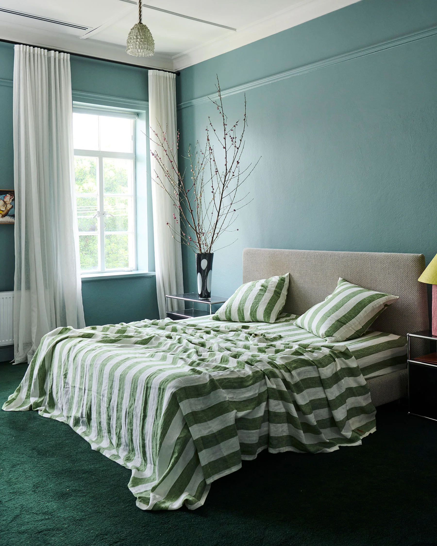Moss Stripe Linen Quilt Cover (US) - Image 3
