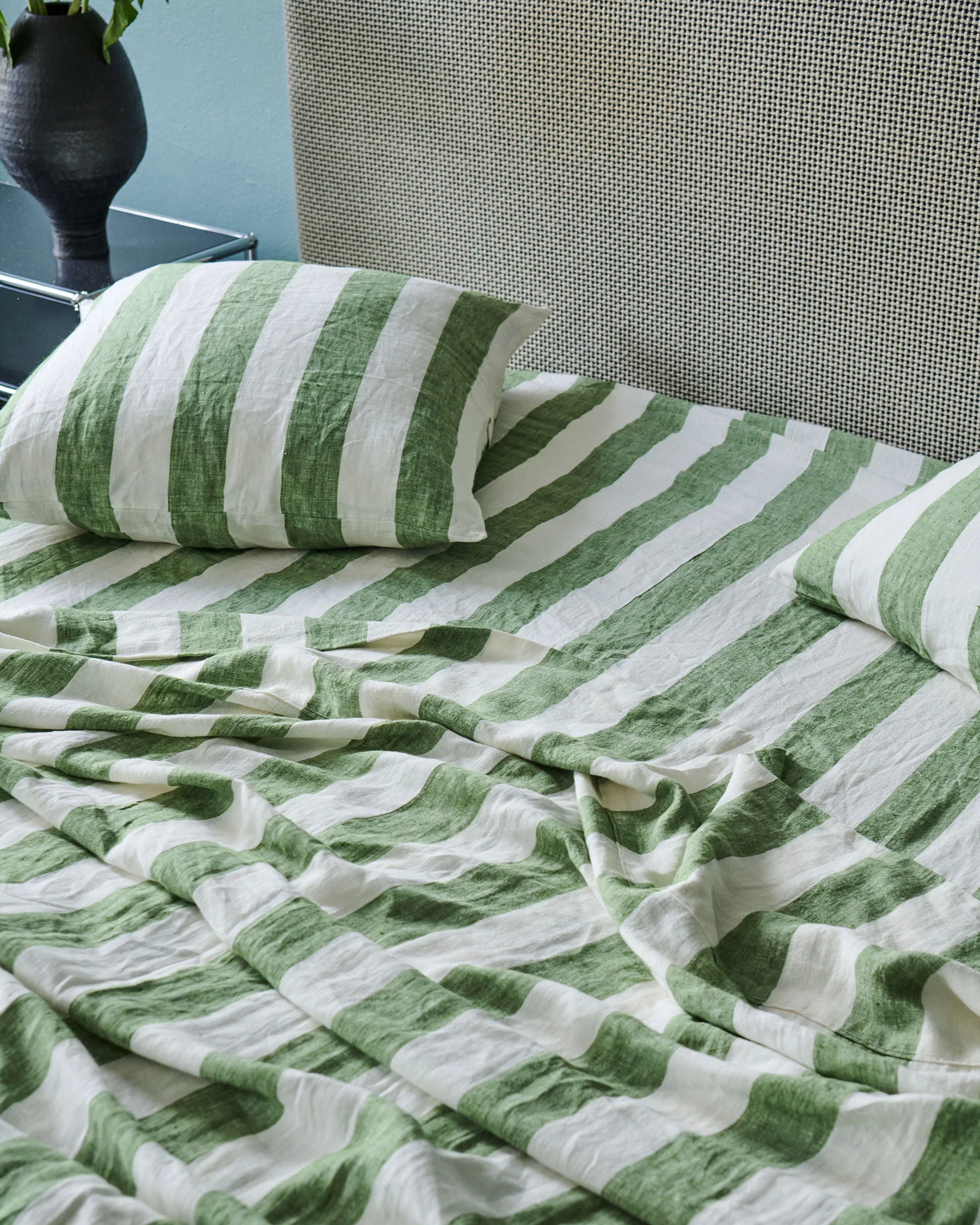 Moss Stripe Linen Quilt Cover (US) - Image 5
