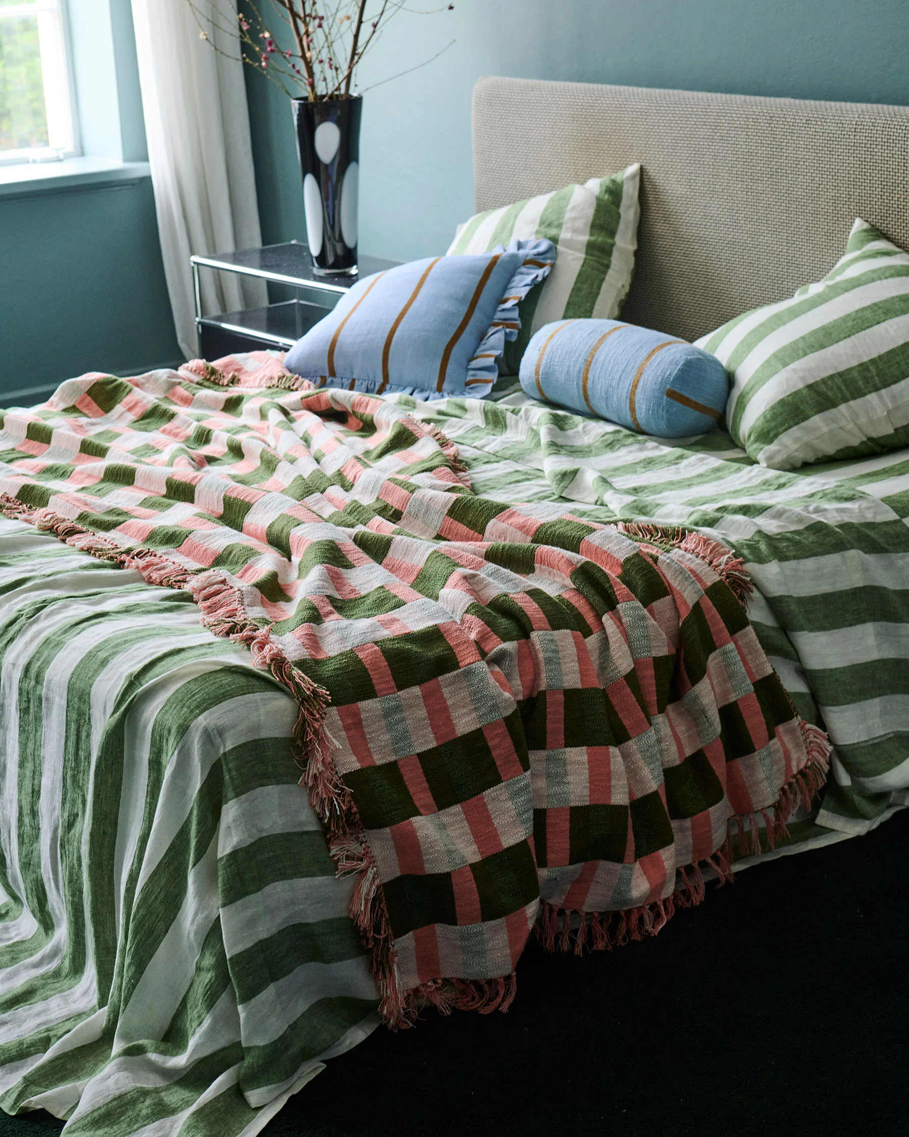 Moss Stripe Linen Quilt Cover (US) - Image 7