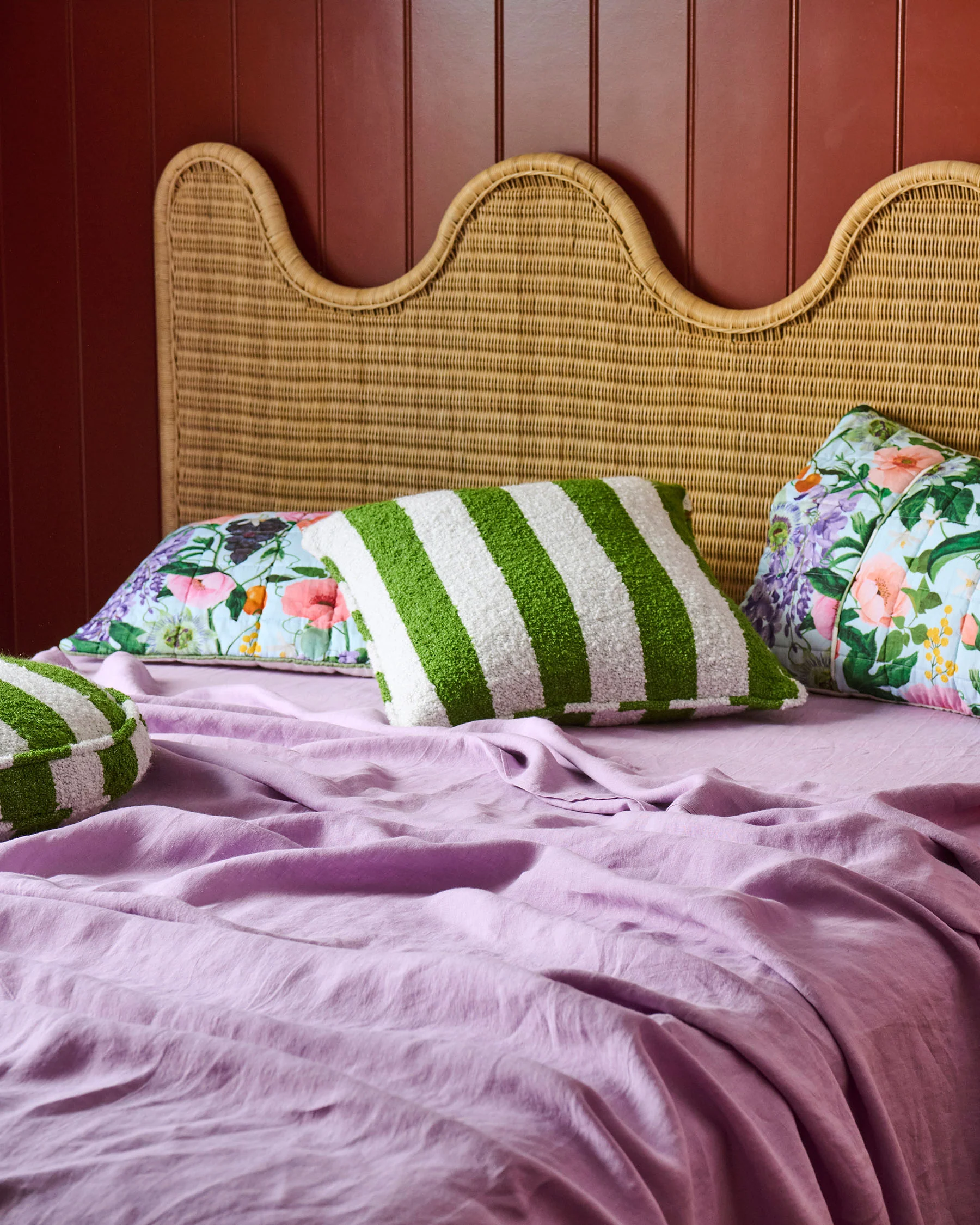Moss Stripe Square Boucle Cushion - Image 3