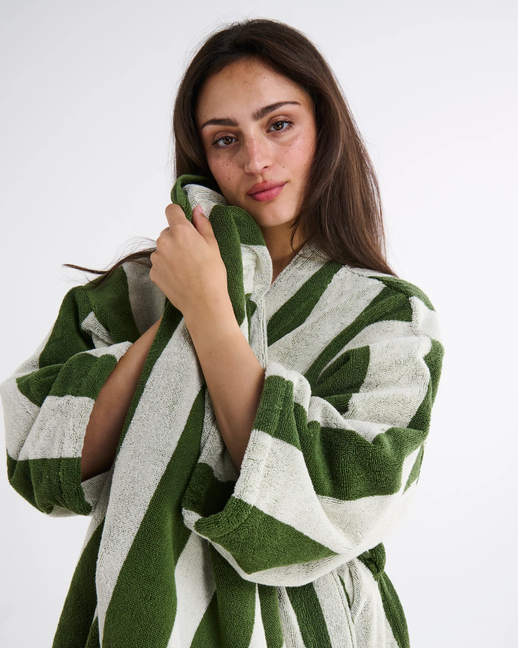 Moss Stripe Terry Bath Sheet - Image 3