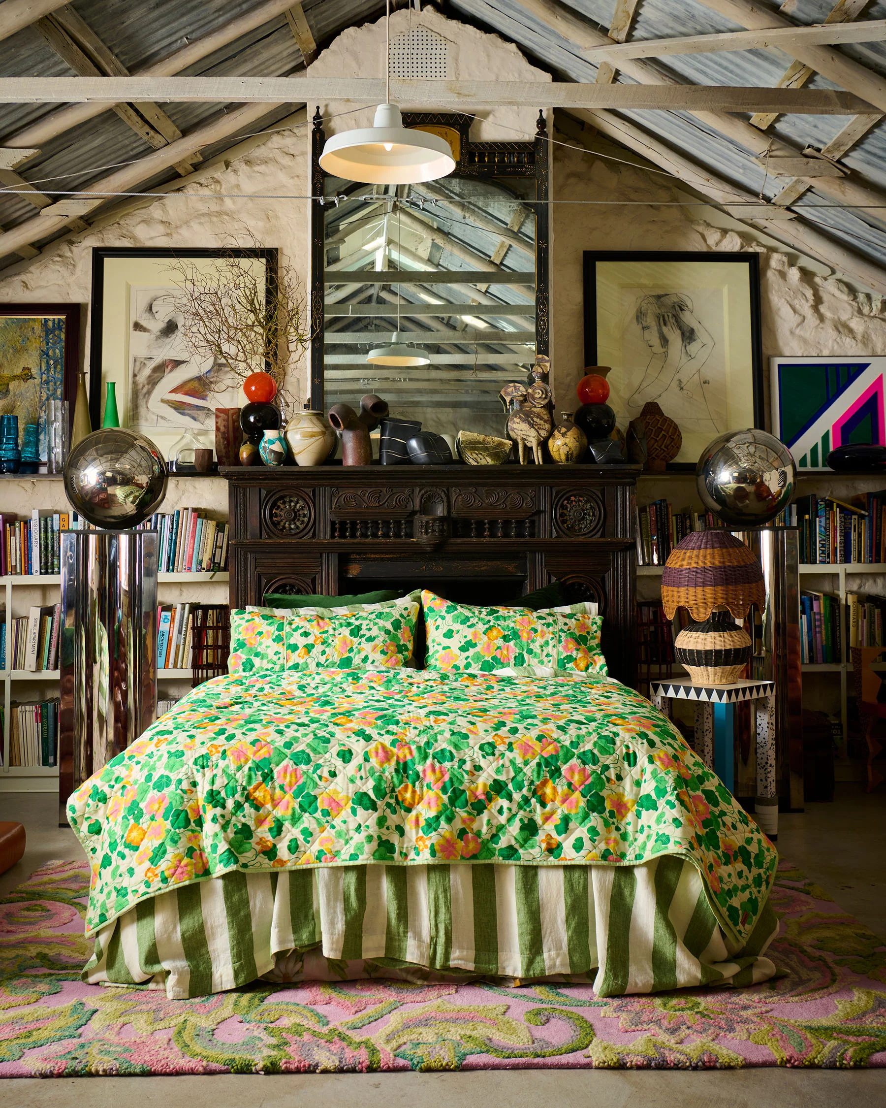 Nasturtium Linen Quilted Bedspread - Image 2