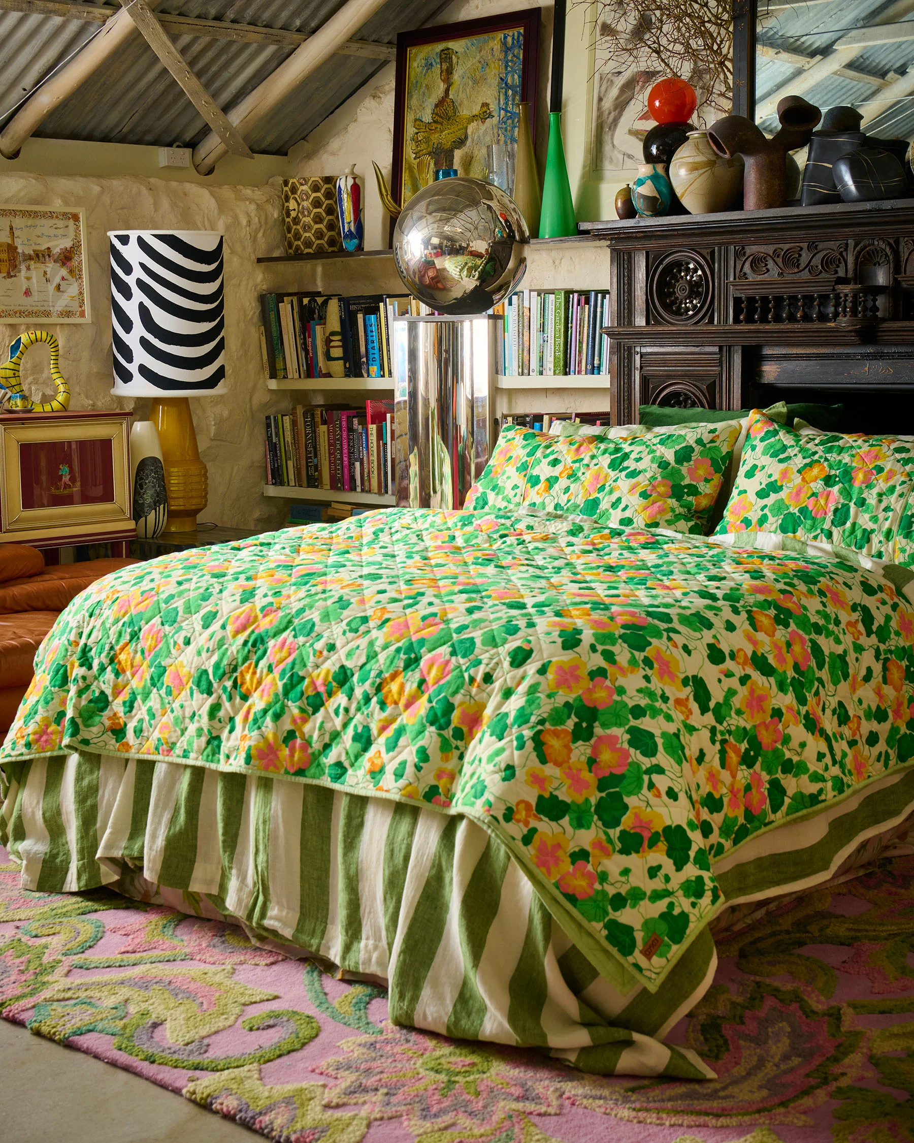 Nasturtium Linen Quilted Bedspread - Image 4