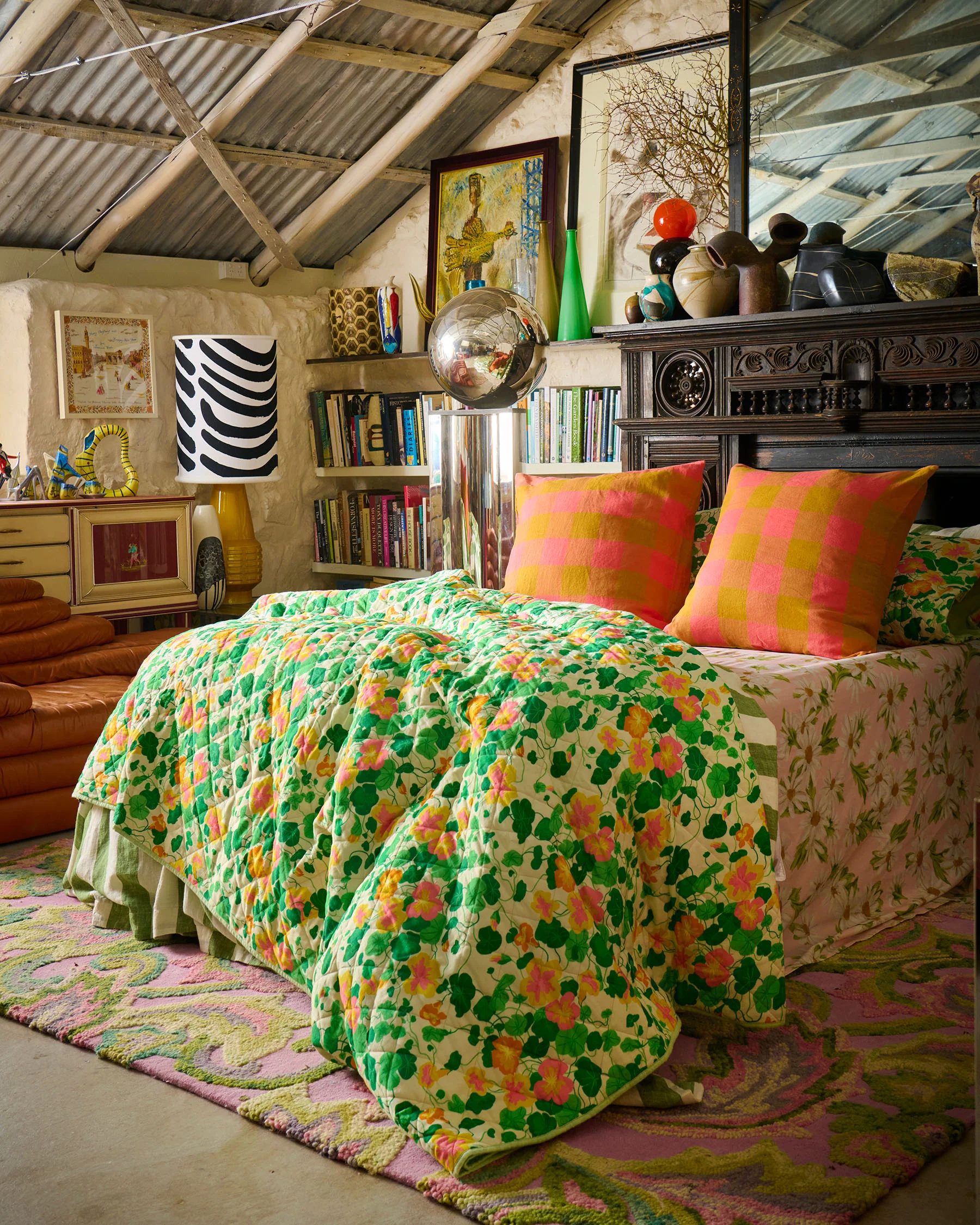 Nasturtium Linen Quilted Bedspread - Image 5