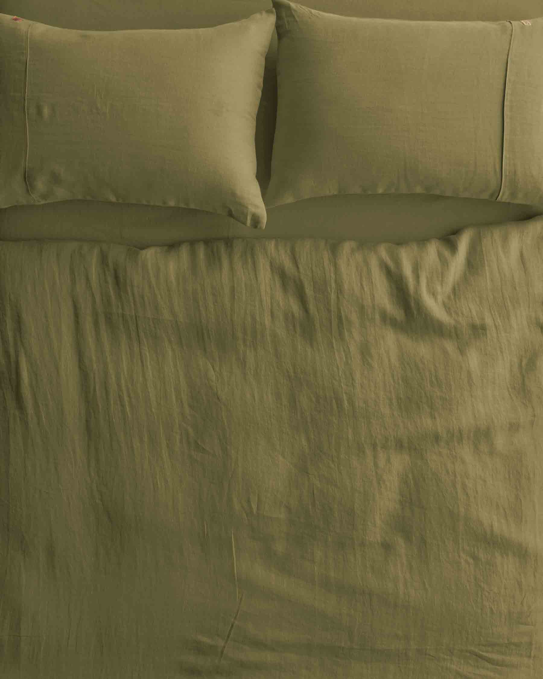 Olive Linen Quilt Cover (US) - Image 3