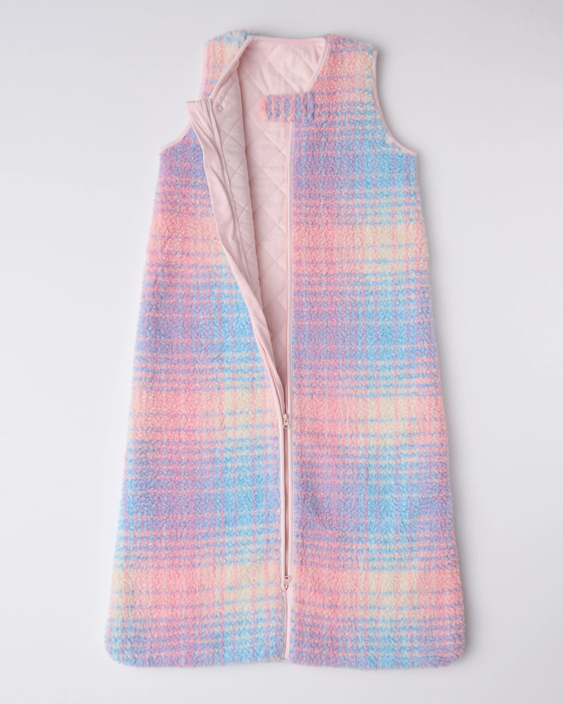 Pastel Dreams Tartan Sherpa Sleep Bag - Image 3