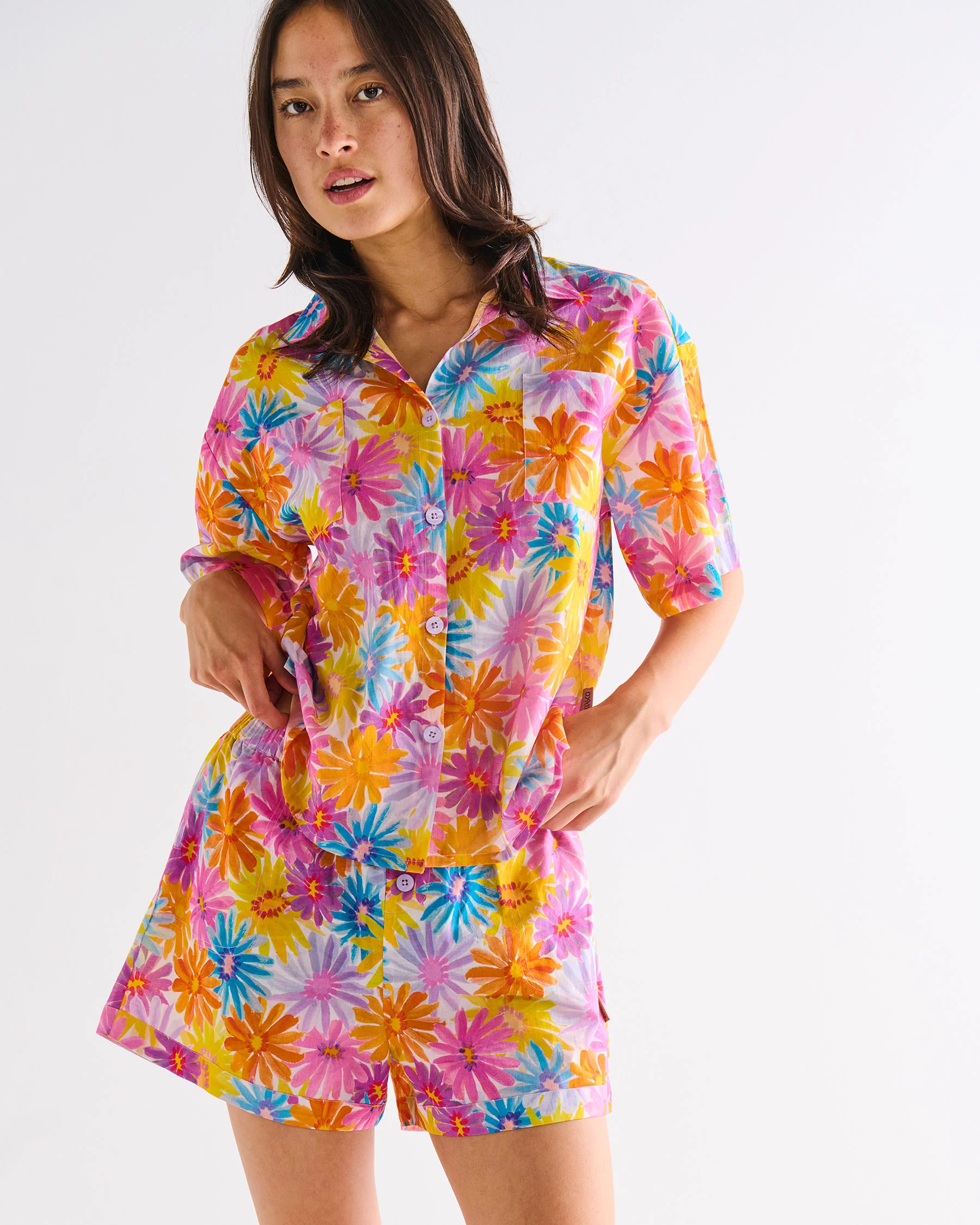 Petal Power Adult Organic Cotton Short Sleeve Shirt & Short Pyjama Set - Image 6