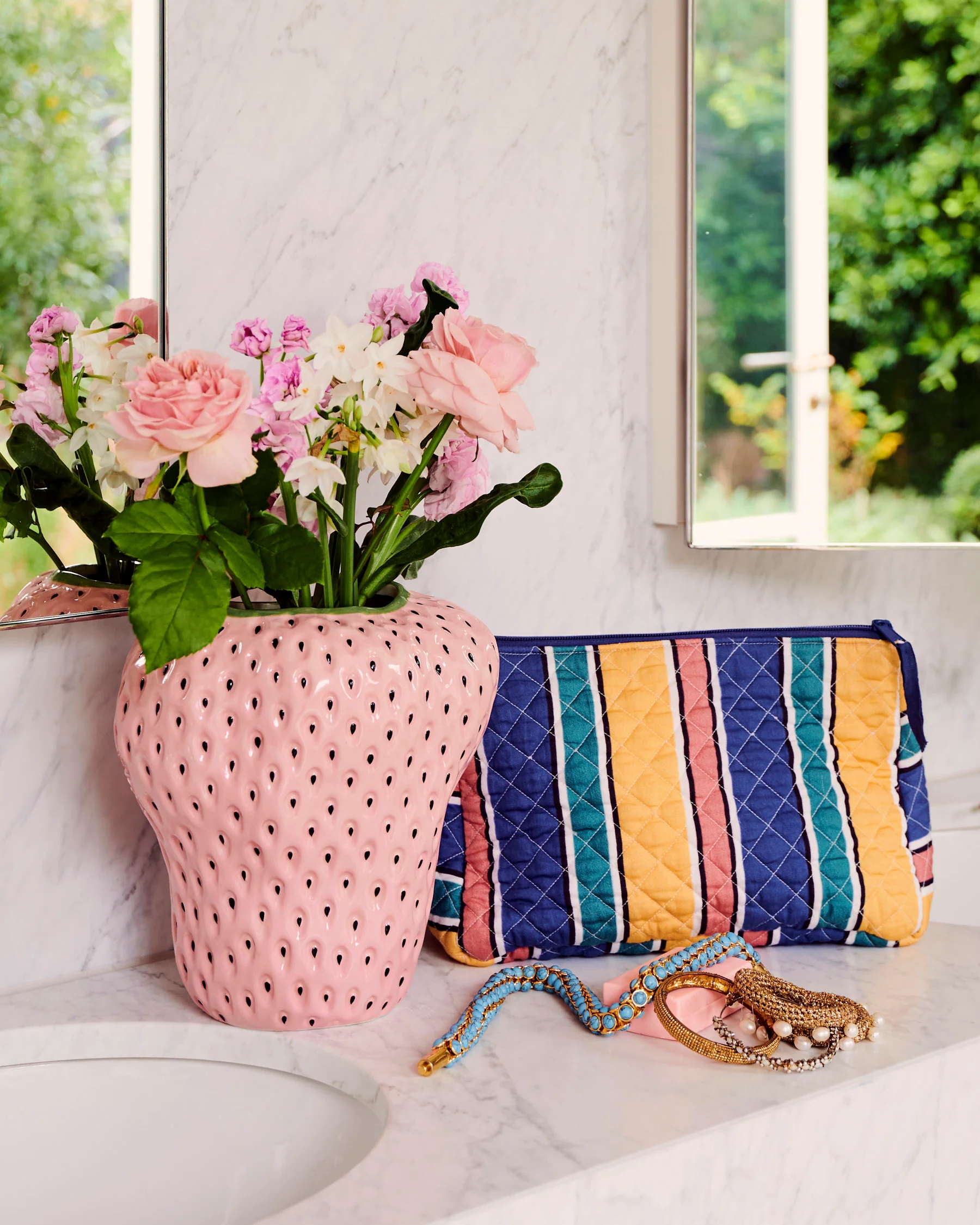 Pinto Stripe Quilted Cotton Toiletry Purse - Image 2