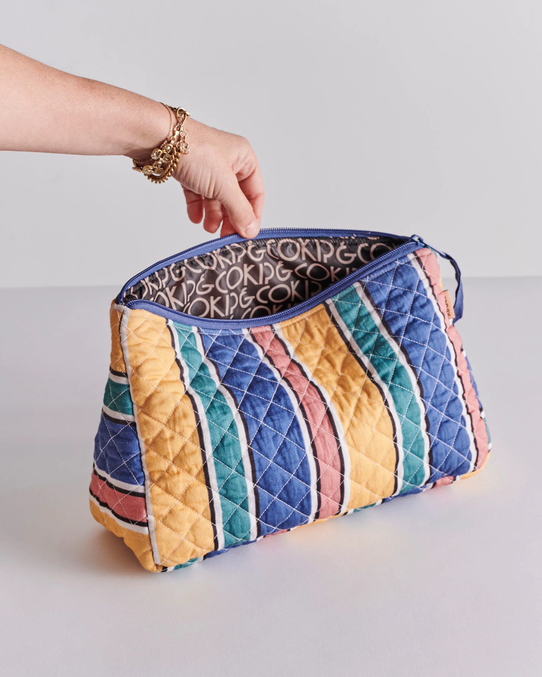 Pinto Stripe Quilted Cotton Toiletry Purse - Image 4