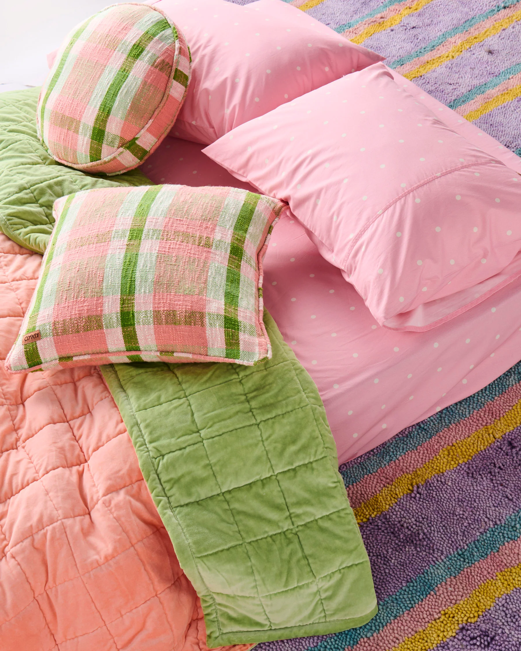 Pistachio Tartan Woven Cushion - Image 3