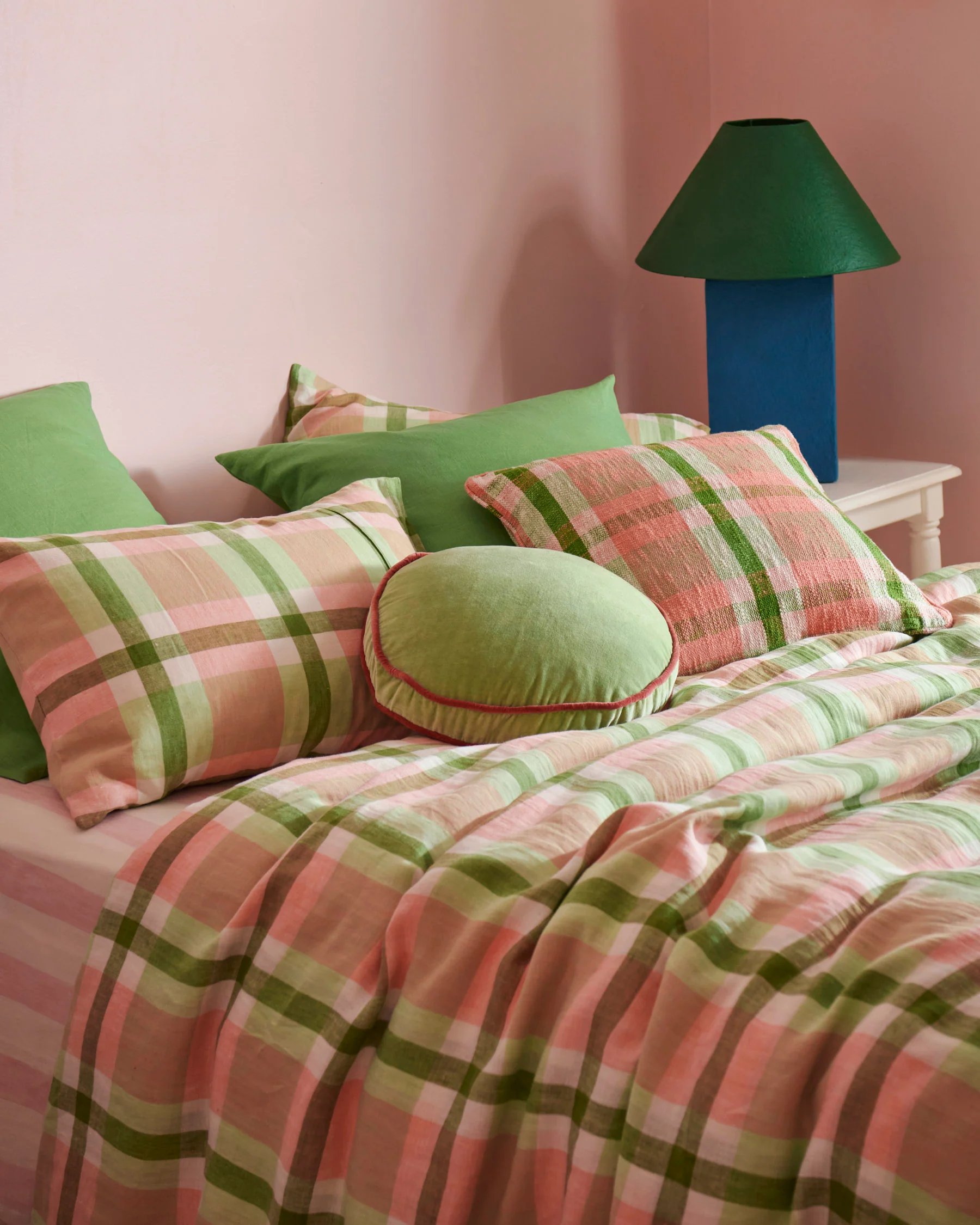 Pistachio Tartan Woven Cushion - Image 4