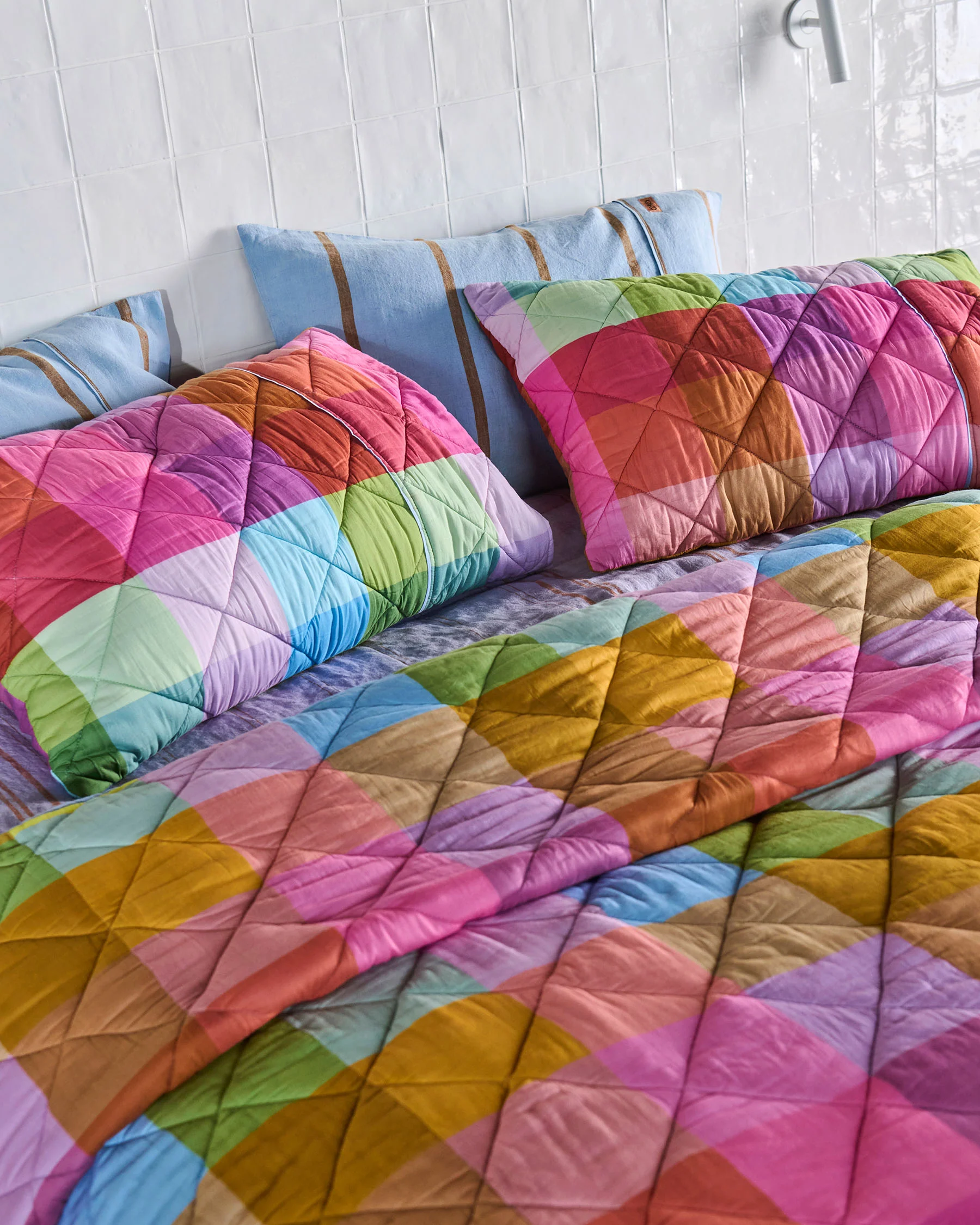Ponza Tartan Organic Cotton Quilted Pillowcases - Image 2