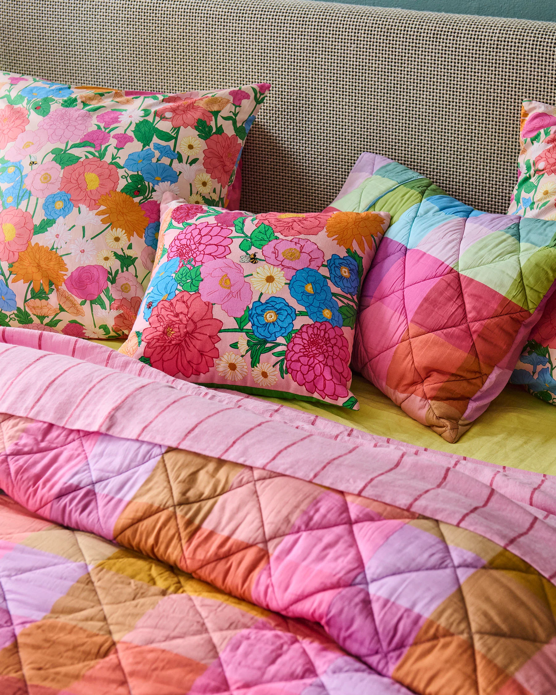 Ponza Tartan Organic Cotton Quilted Pillowcases - Image 6