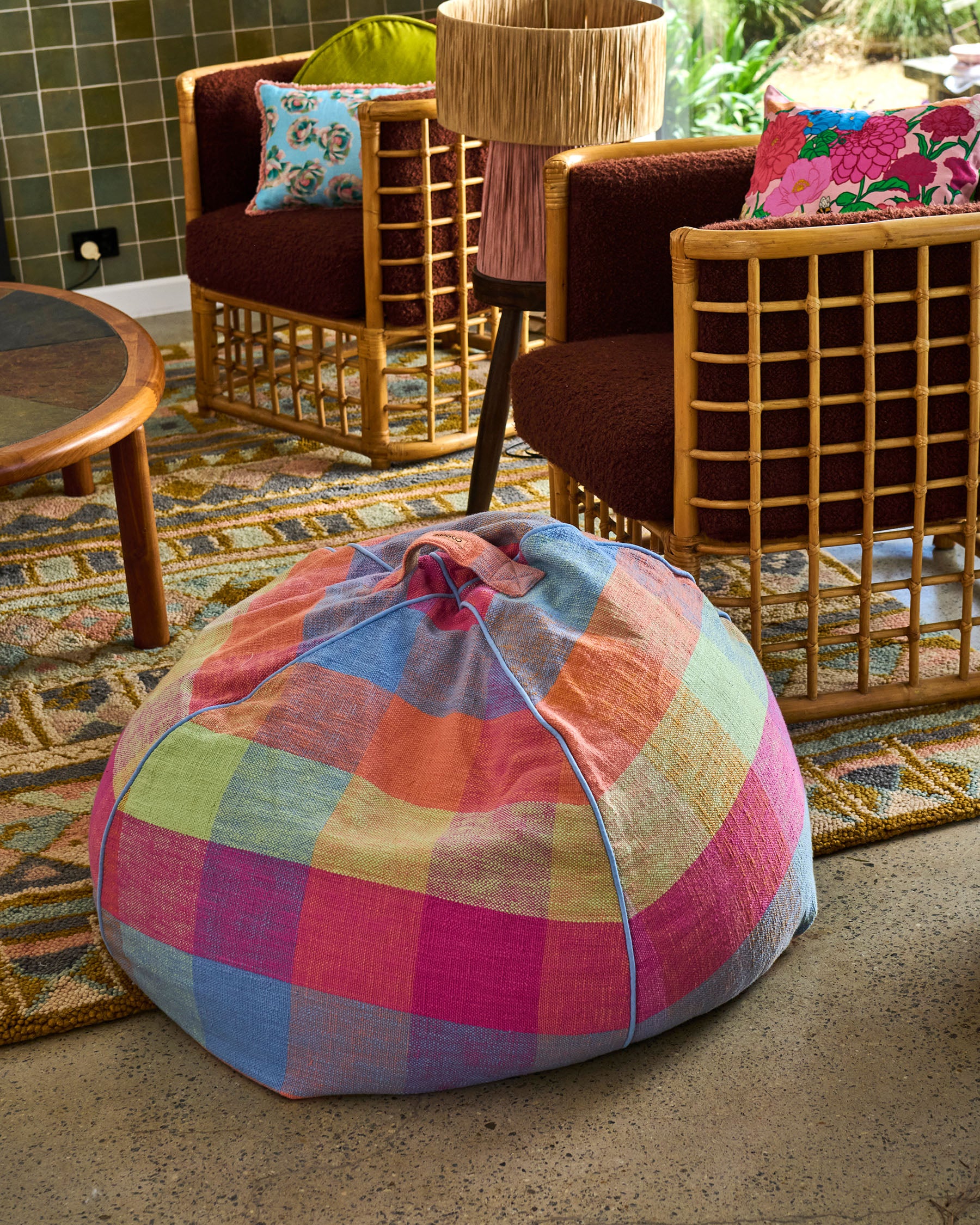 Ponza Tartan Woven Beanbag - Image 2
